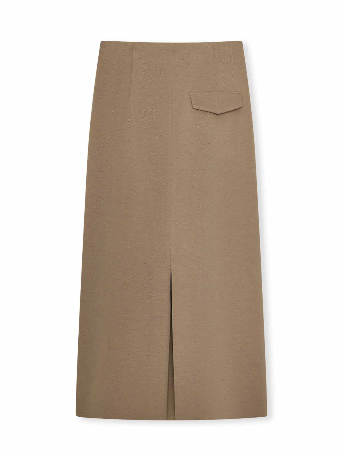 ASOBIO Wool-Blend Straight Maxi Skirt