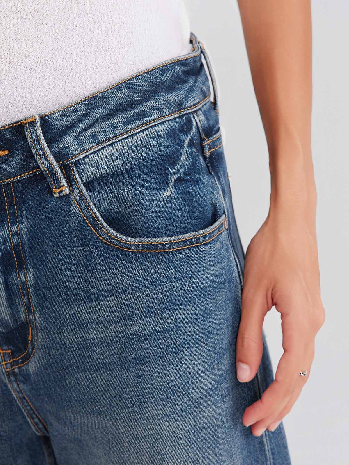 ASOBIO Cropped Faded Denim Jeans