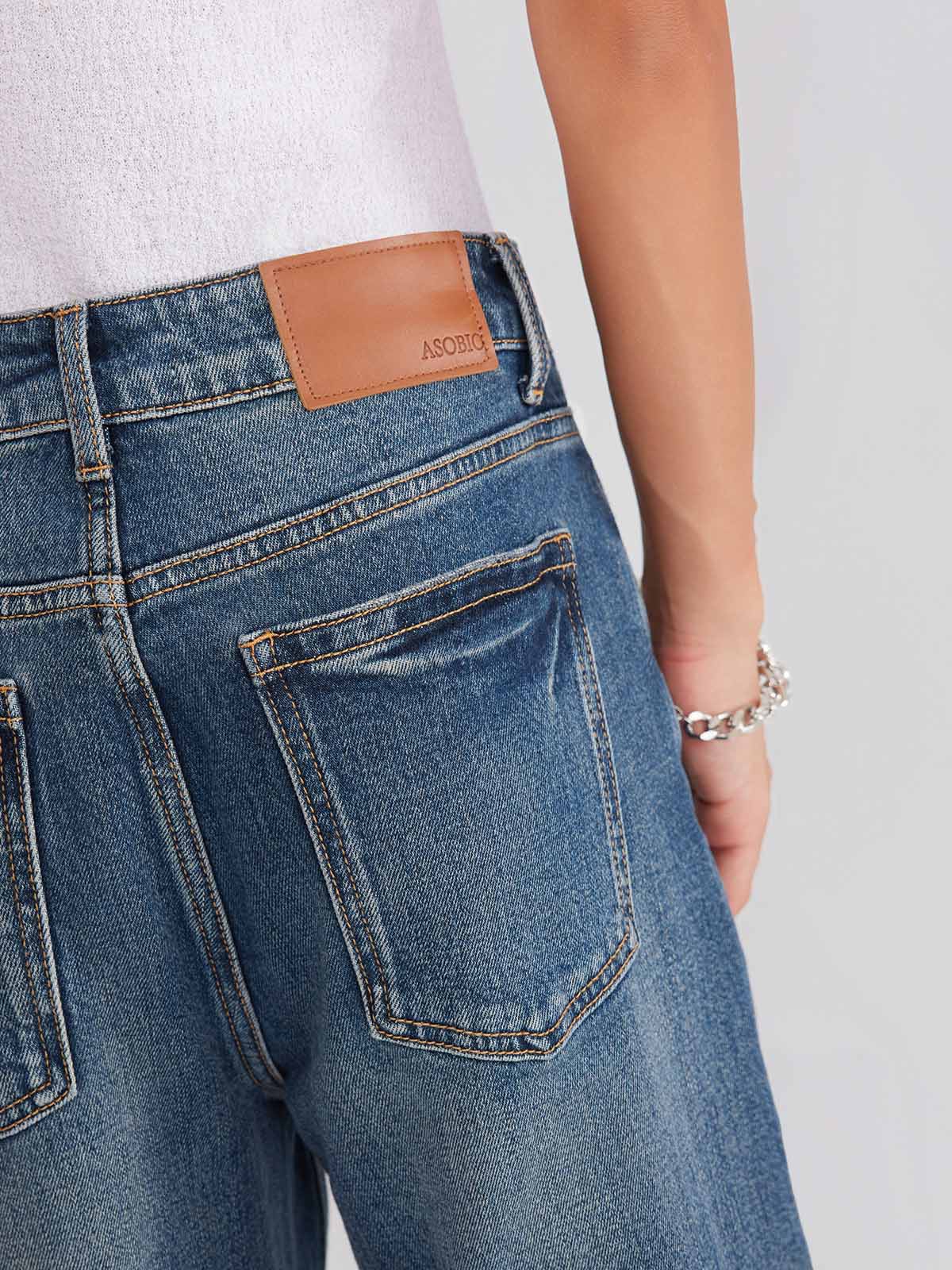 ASOBIO Cropped Faded Denim Jeans