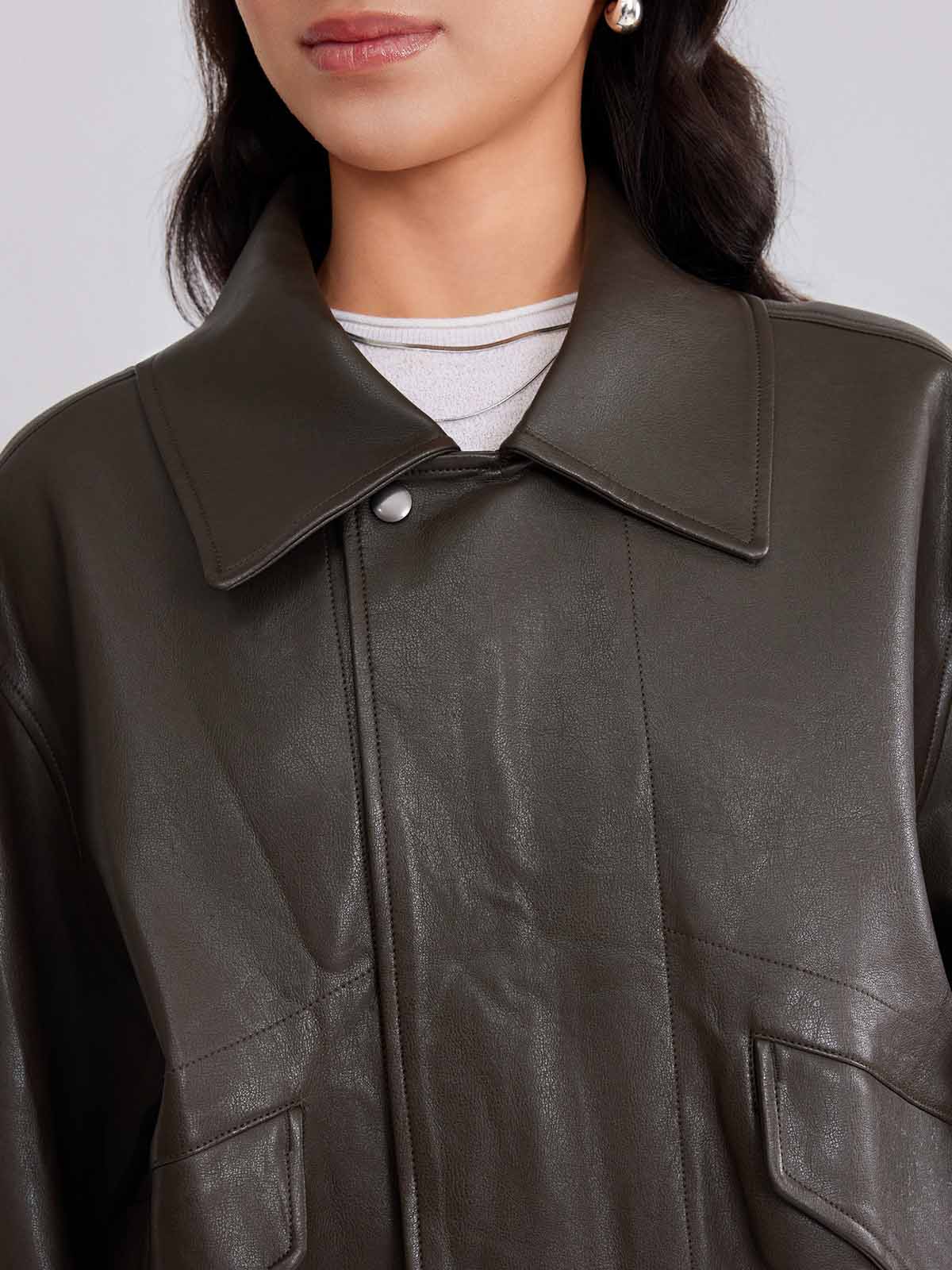 ASOBIO Flap-Pocket Leather Jacket