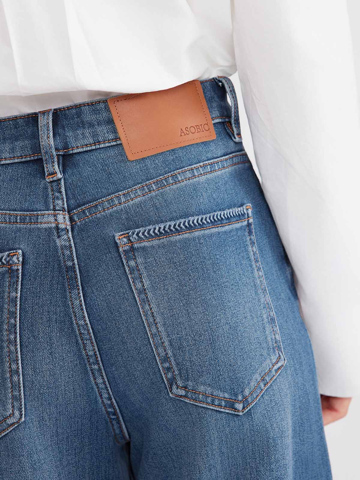 ASOBIO Mid-Rise Washed Straight-Leg Jeans