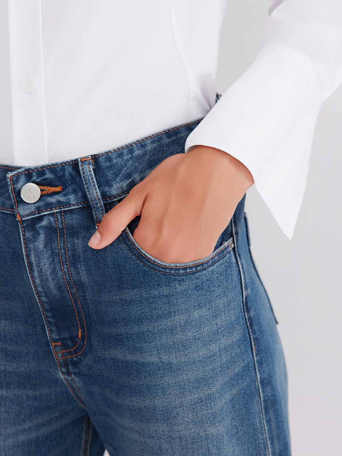 ASOBIO Mid-High Waist Straight-Leg Jeans