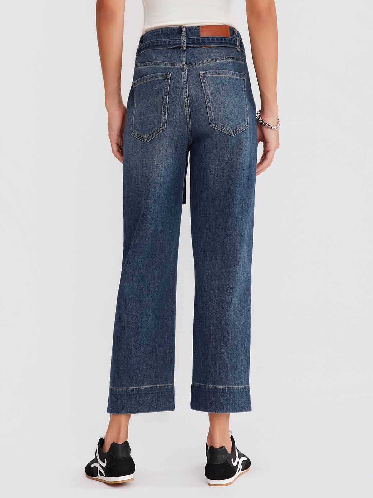 ASOBIO Cropped Four-Way Stretch Jeans with Belt