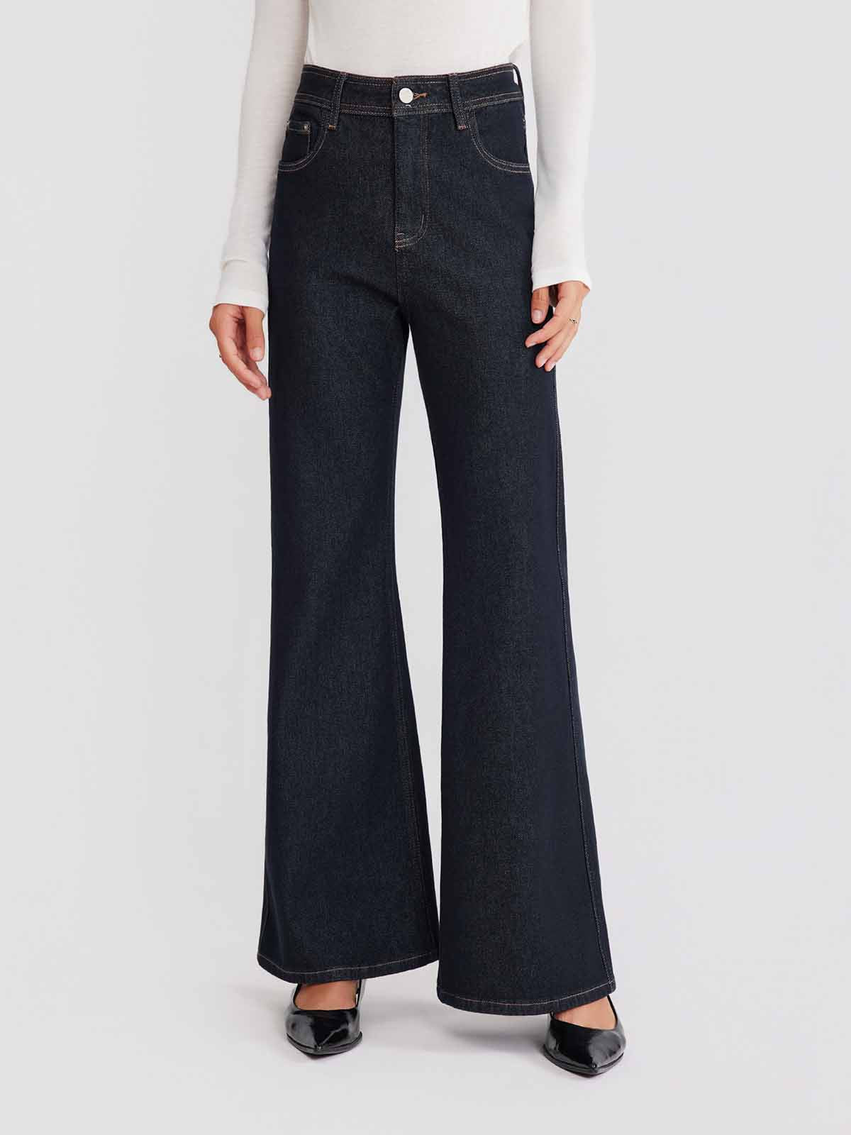 ASOBIO Mid-High Waist Flared Skinny Jeans