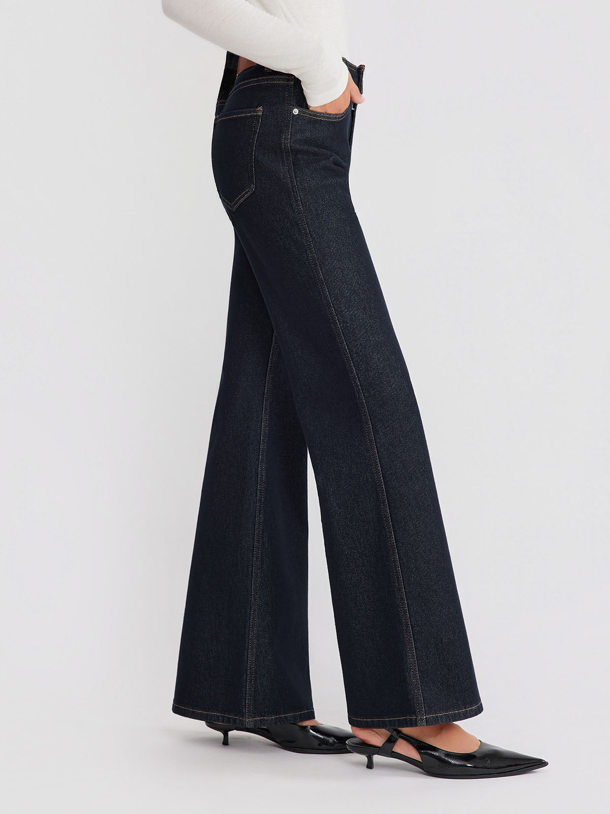 ASOBIO Mid-High Waist Flared Skinny Jeans