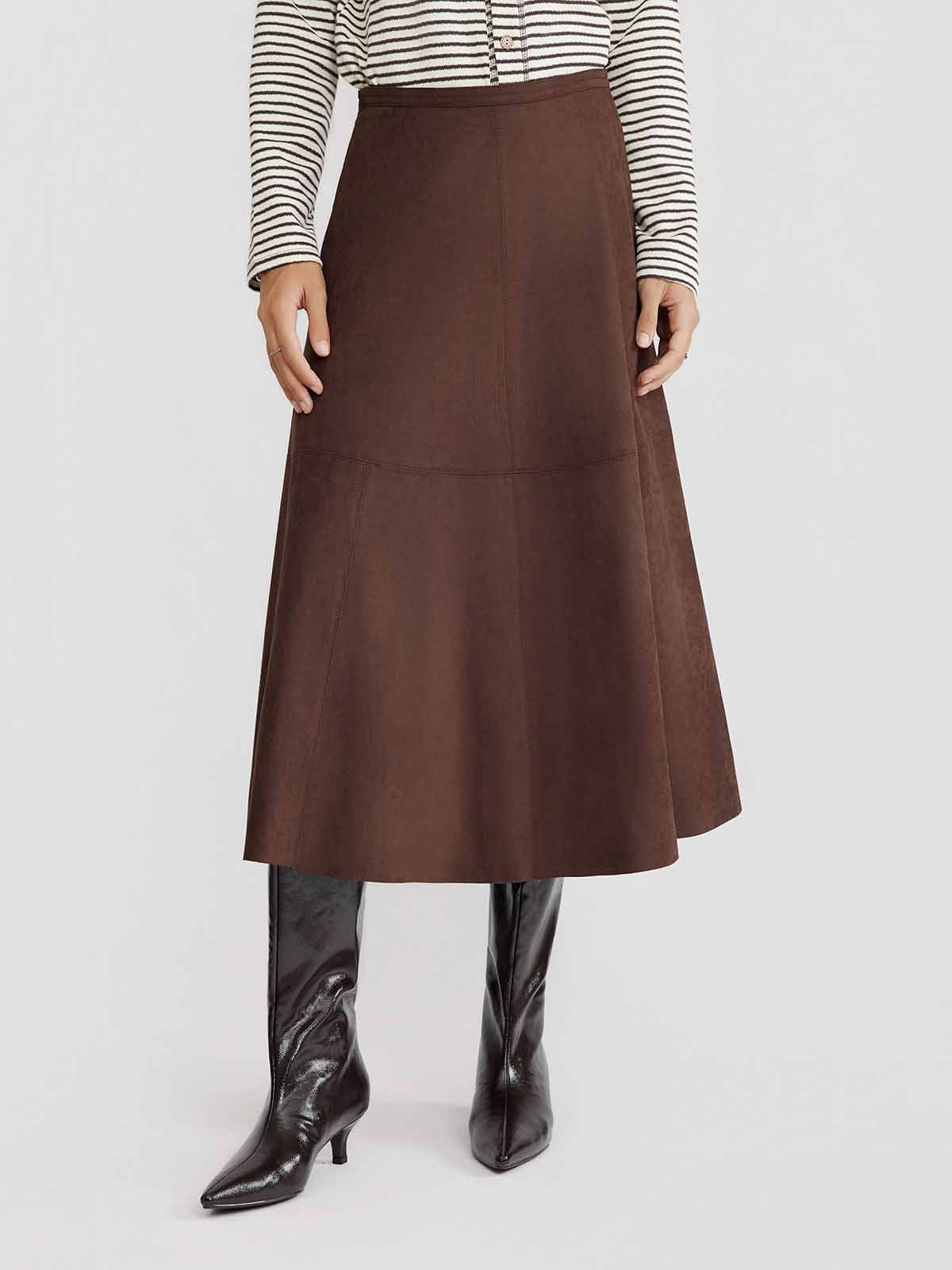 ASOBIO Suede Midi Skirt