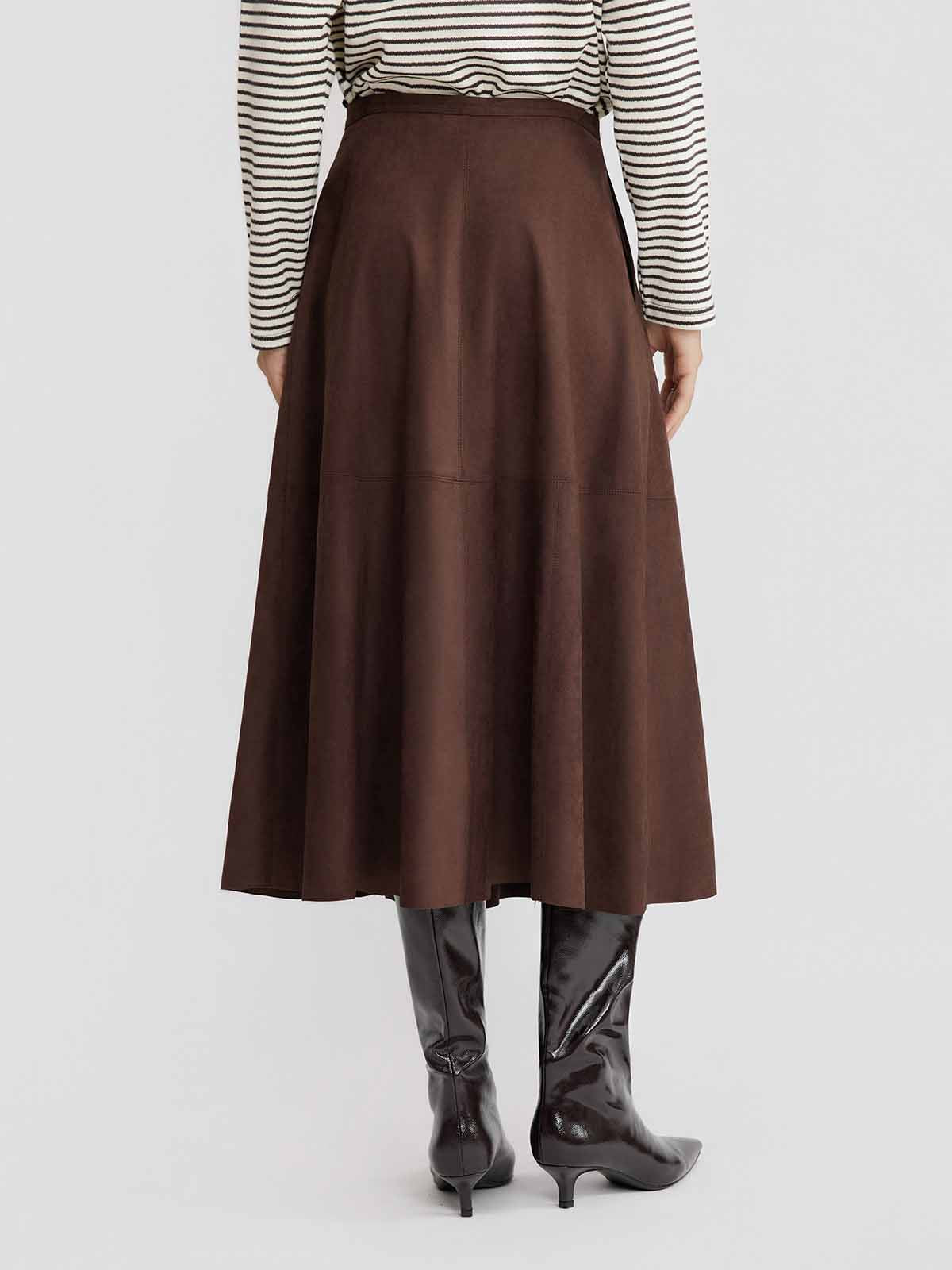 ASOBIO Suede Midi Skirt