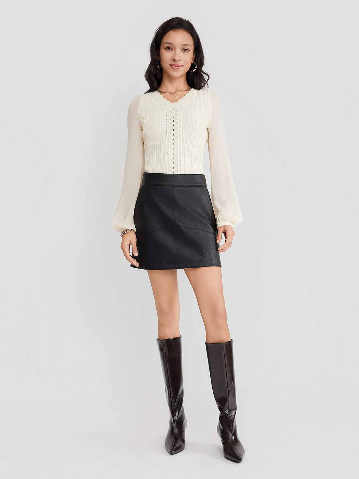 ASOBIO PU Mini Skirt