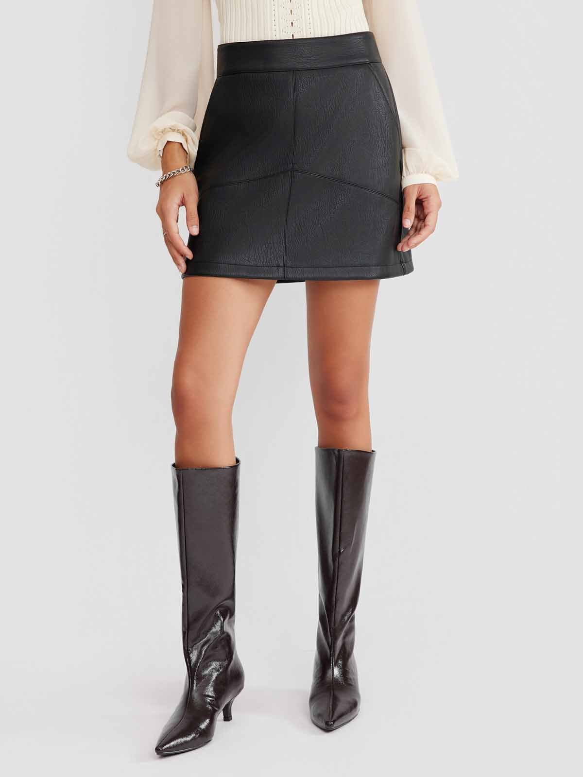 ASOBIO PU Mini Skirt