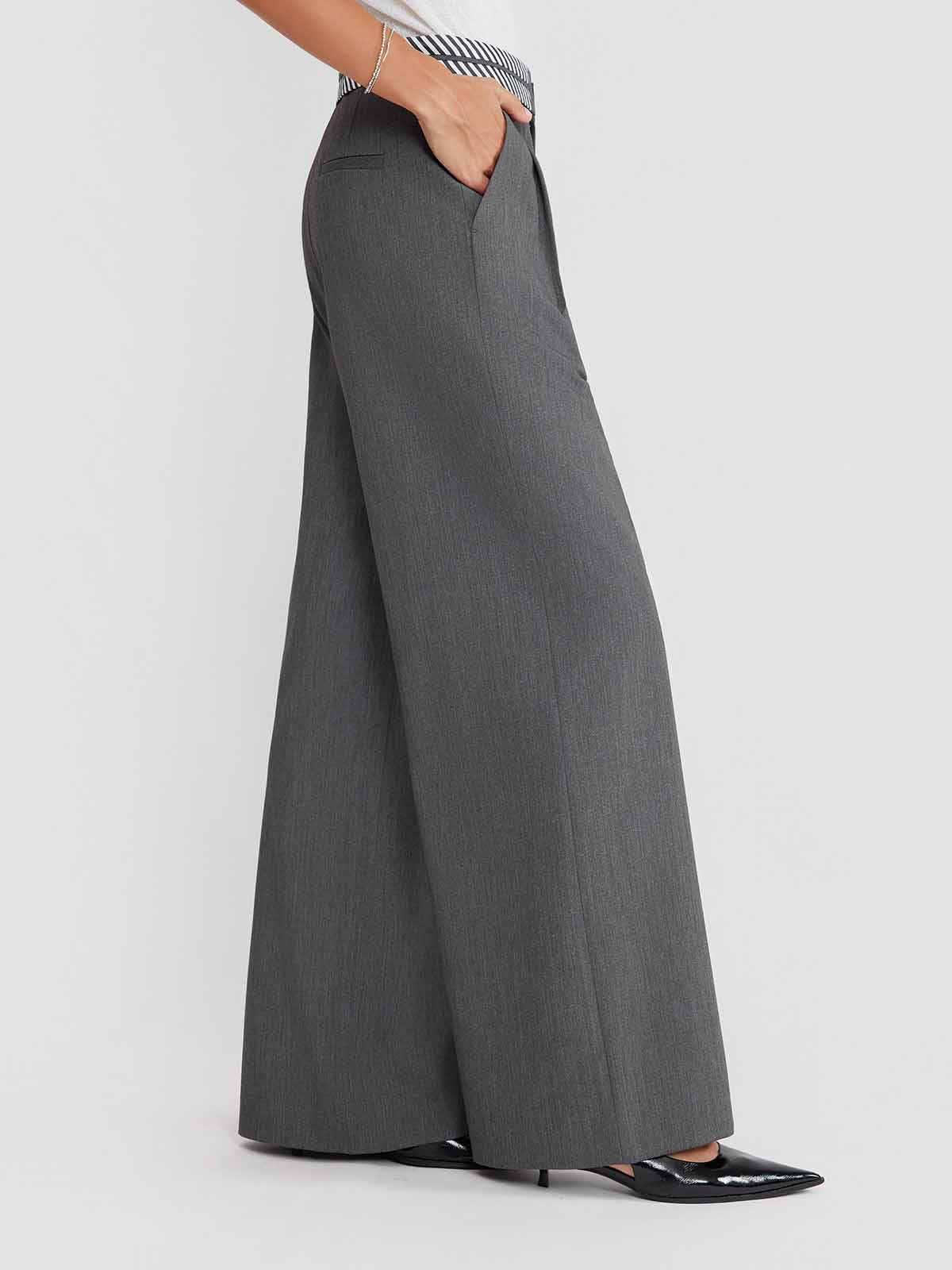 ASOBIO Tailored Contrast Waistband Straight-Leg Trousers