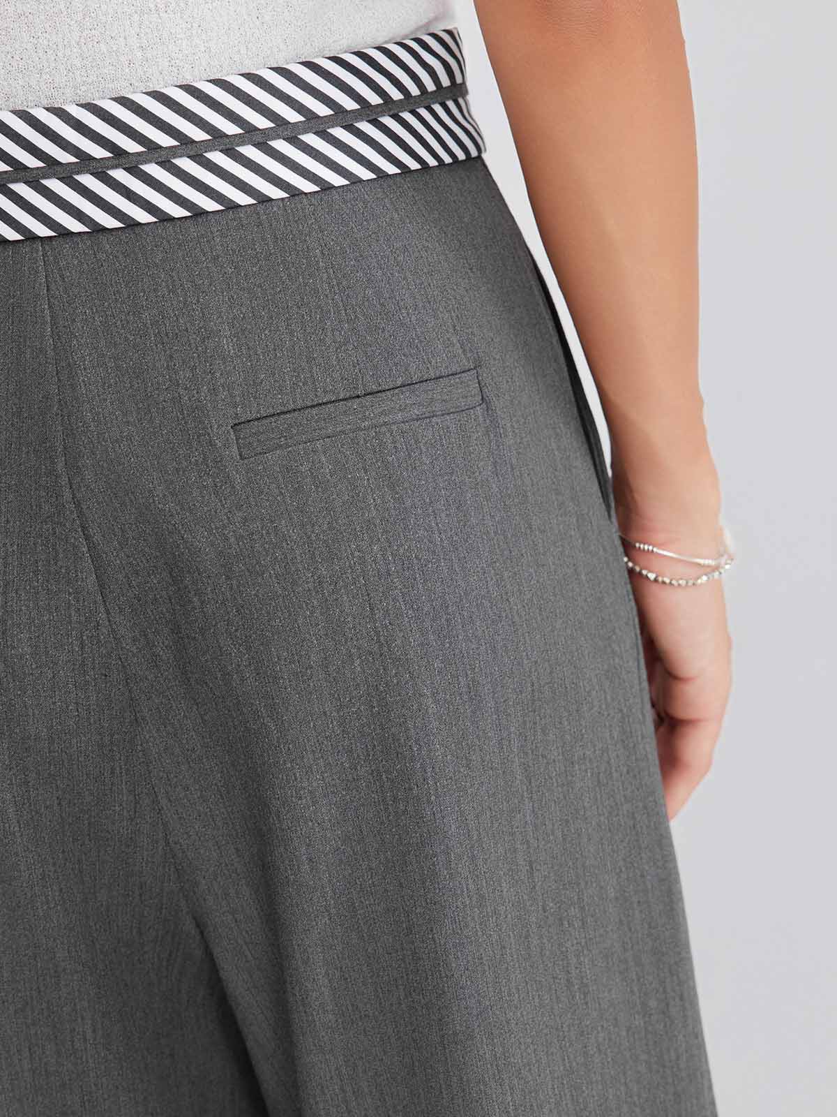 ASOBIO Tailored Contrast Waistband Straight-Leg Trousers