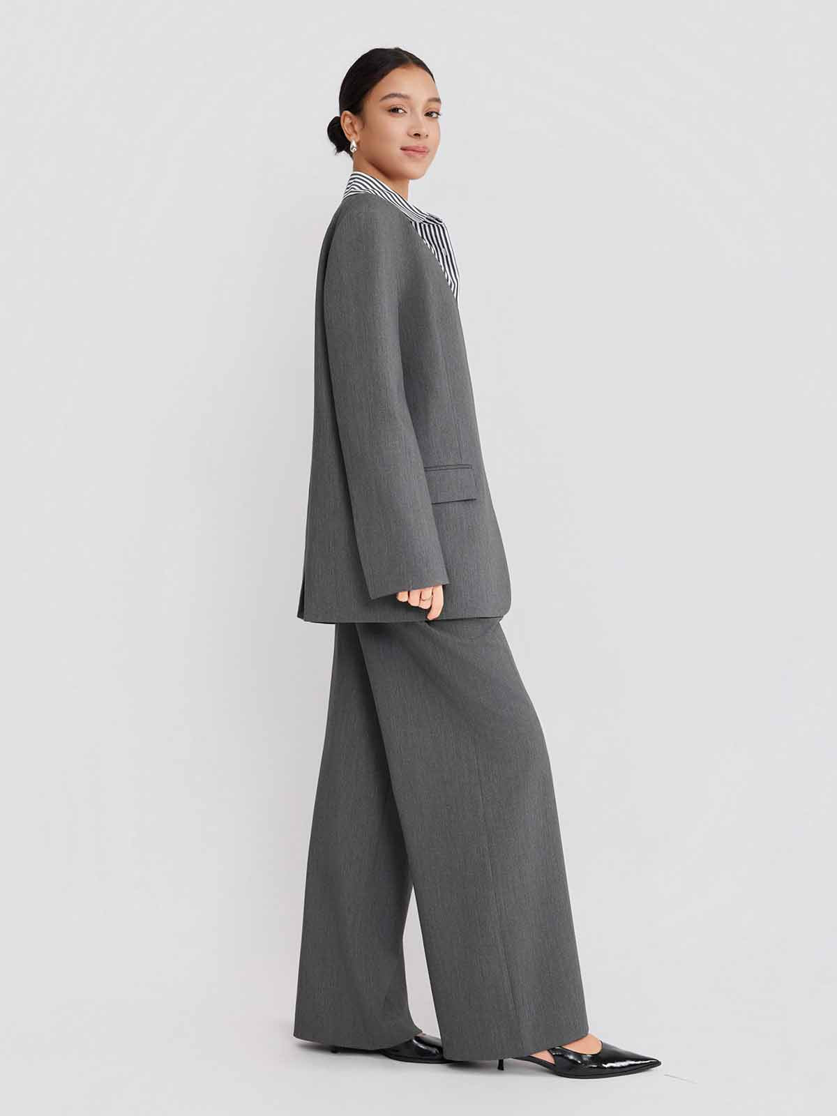 ASOBIO Detachable Collar Relaxed Blazer