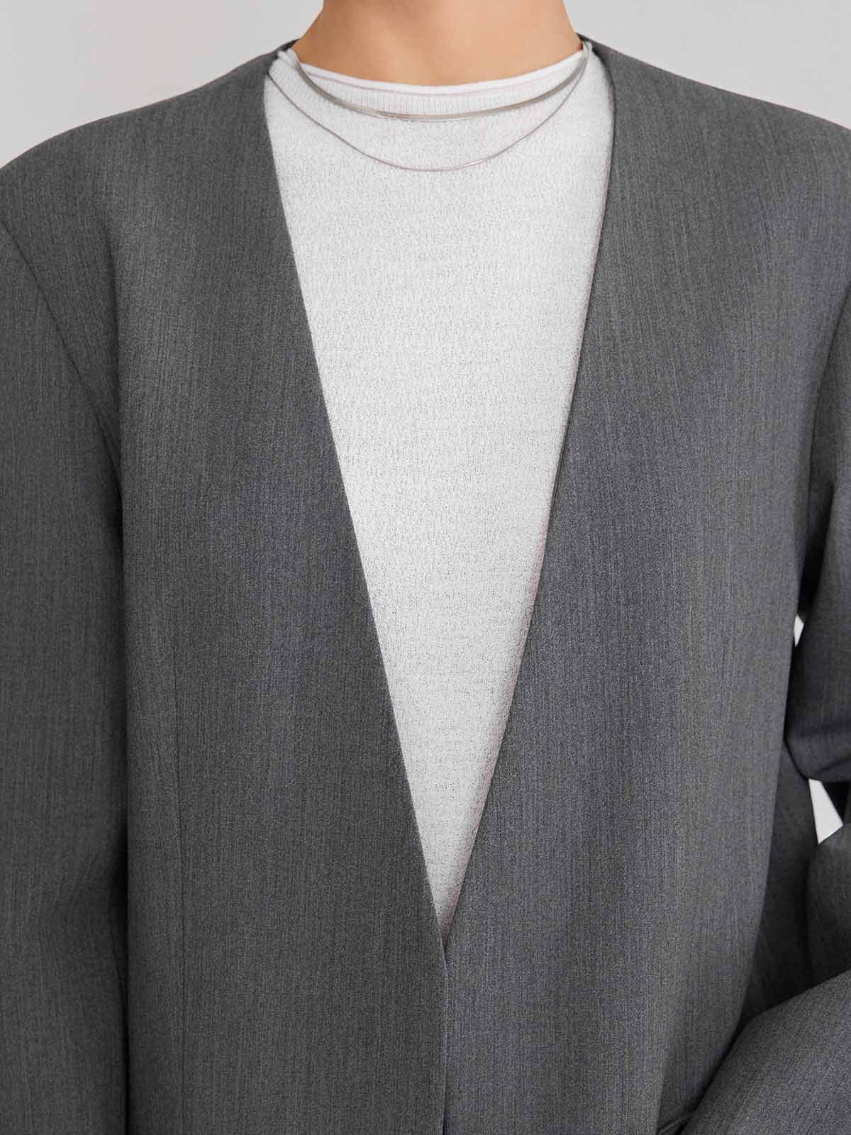 ASOBIO Detachable Collar Relaxed Blazer