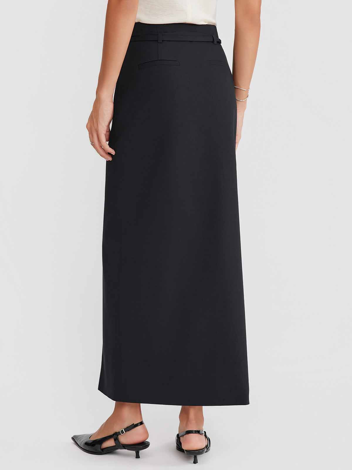 ASOBIO Belted Front-Slit Maxi Skirt