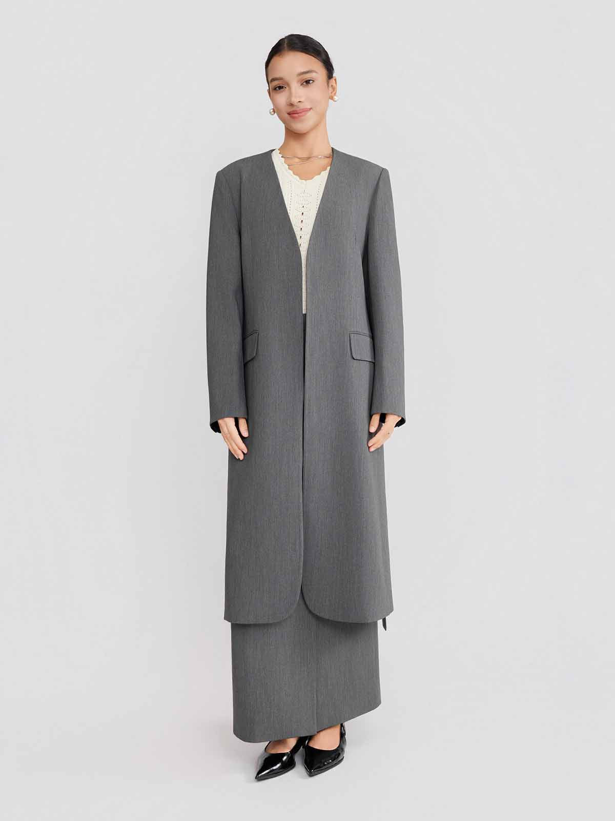 ASOBIO Collarless Open Blazer