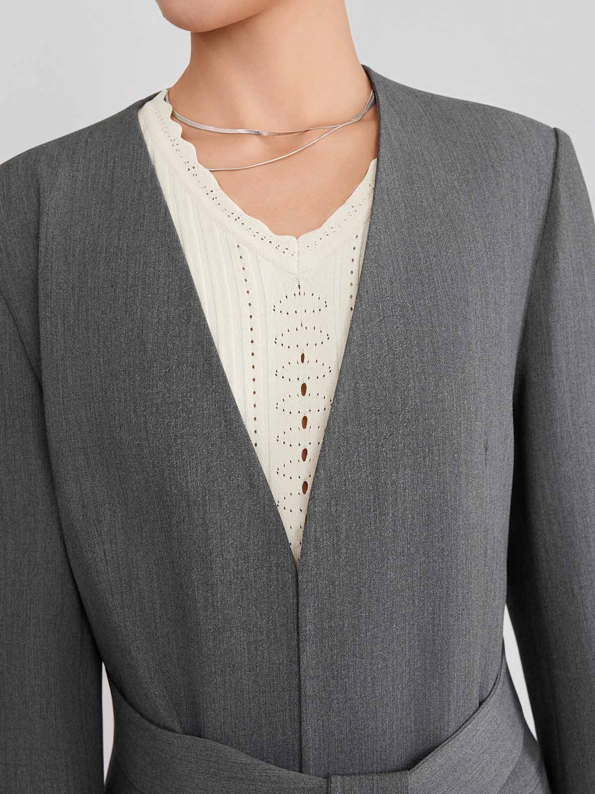 ASOBIO Collarless Open Blazer