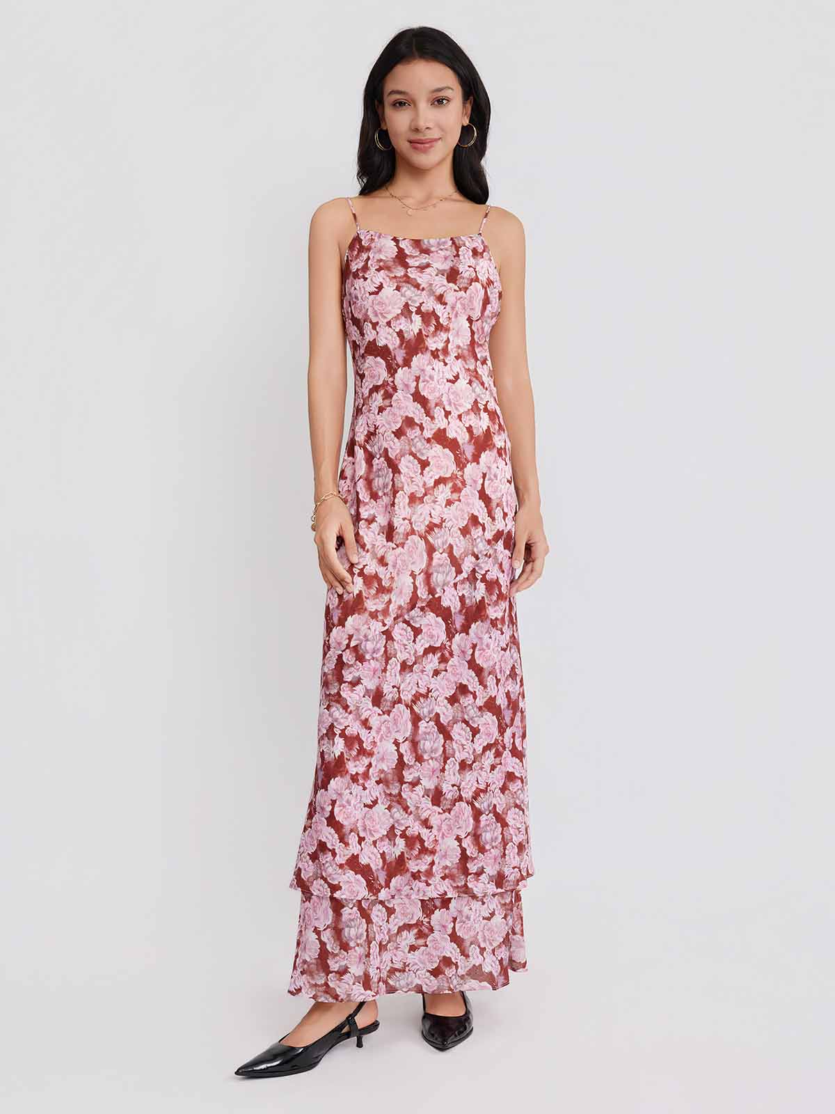ASOBIO Printed Cami Trumpet Maxi Dress
