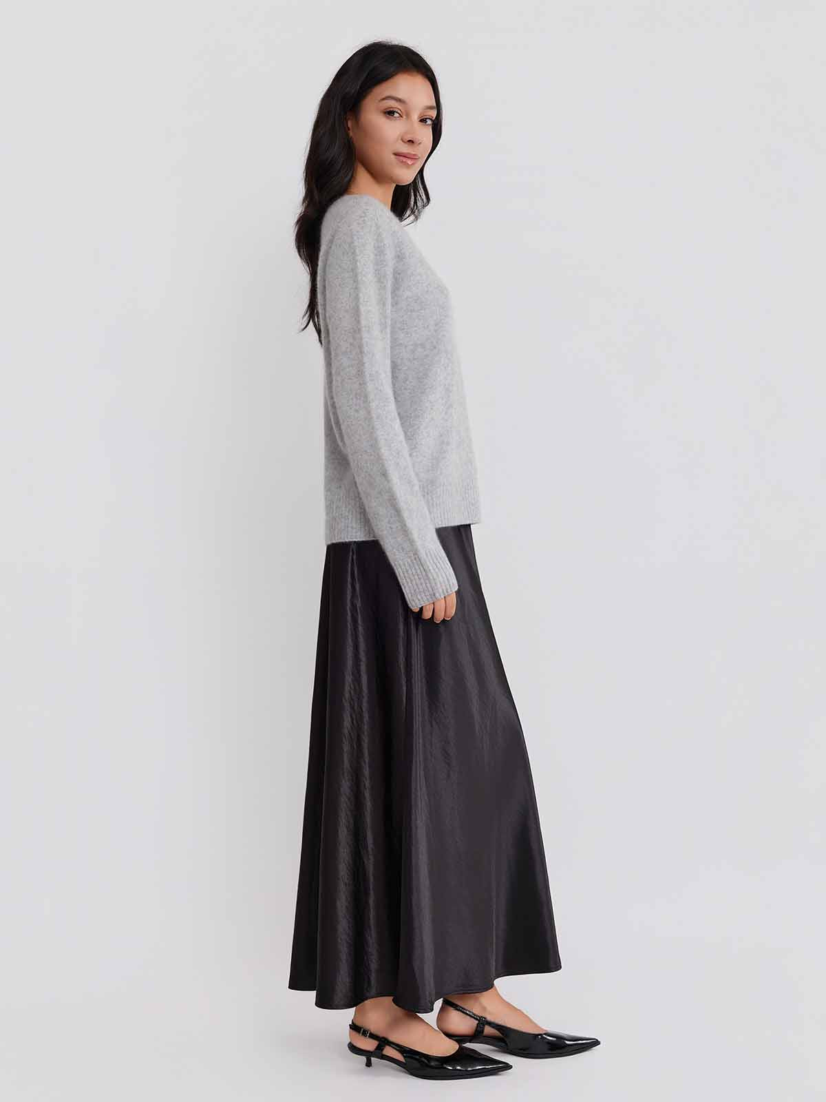 ASOBIO Wool-Cashmere Crewneck Pullover Sweater