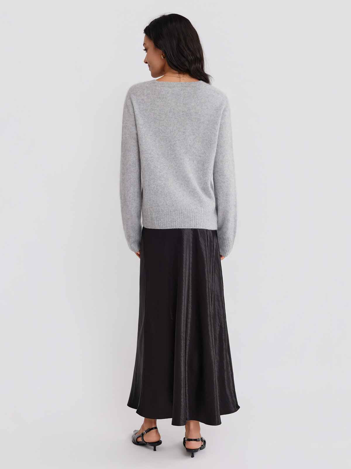 ASOBIO Wool-Cashmere Crewneck Pullover Sweater