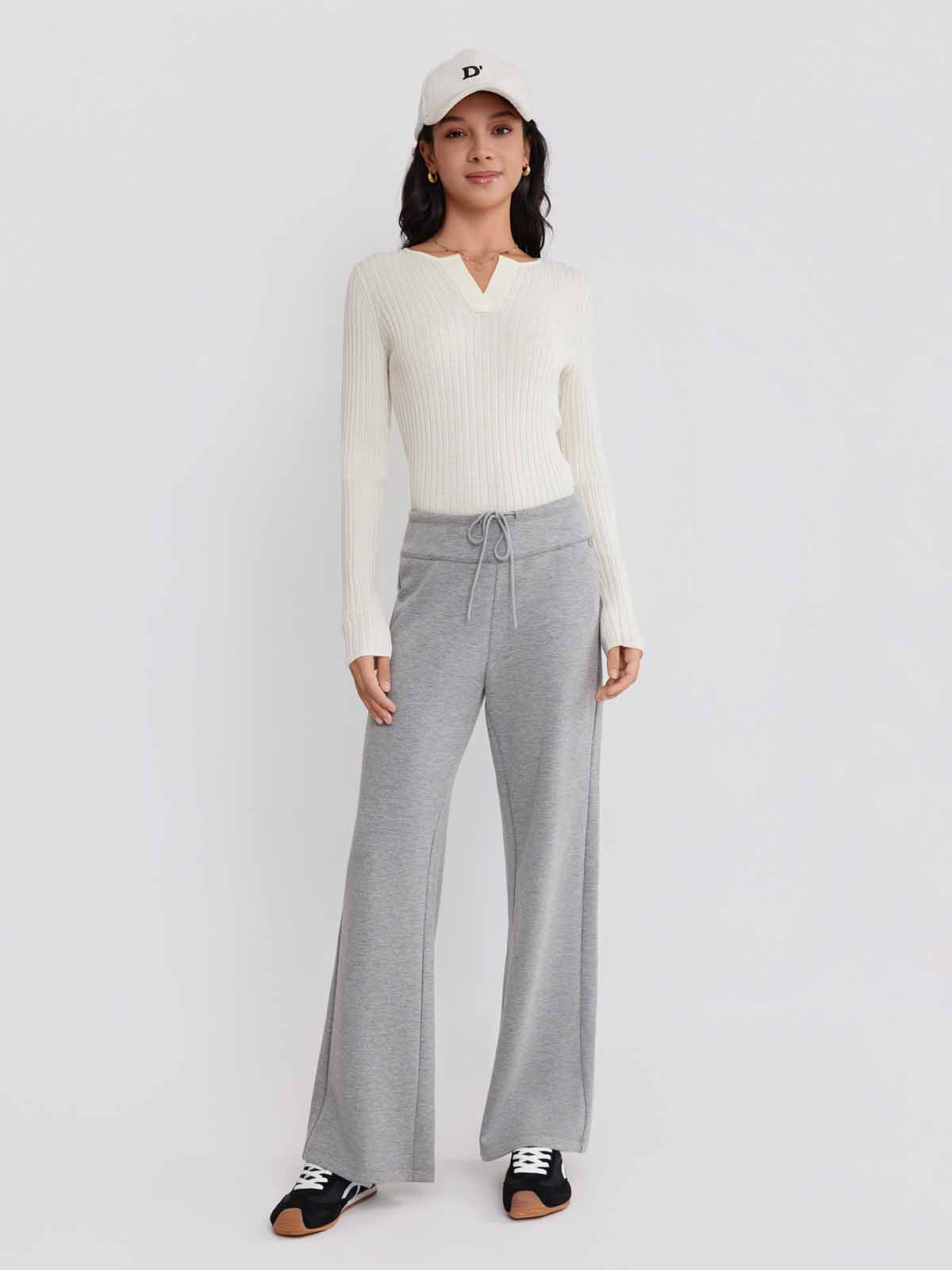ASOBIO Wide-Leg Pull-On Sweatpants
