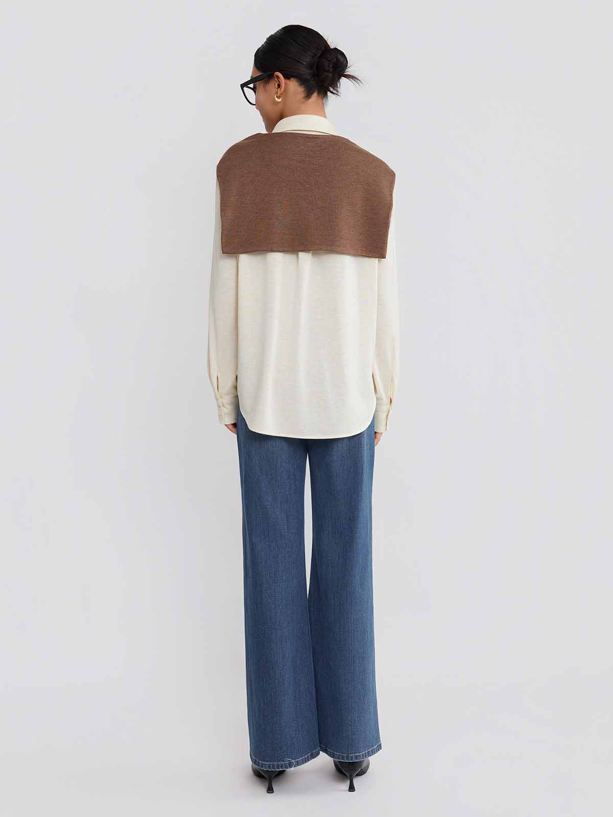 ASOBIO Wool-Blend Shirt with Shoulder Panel