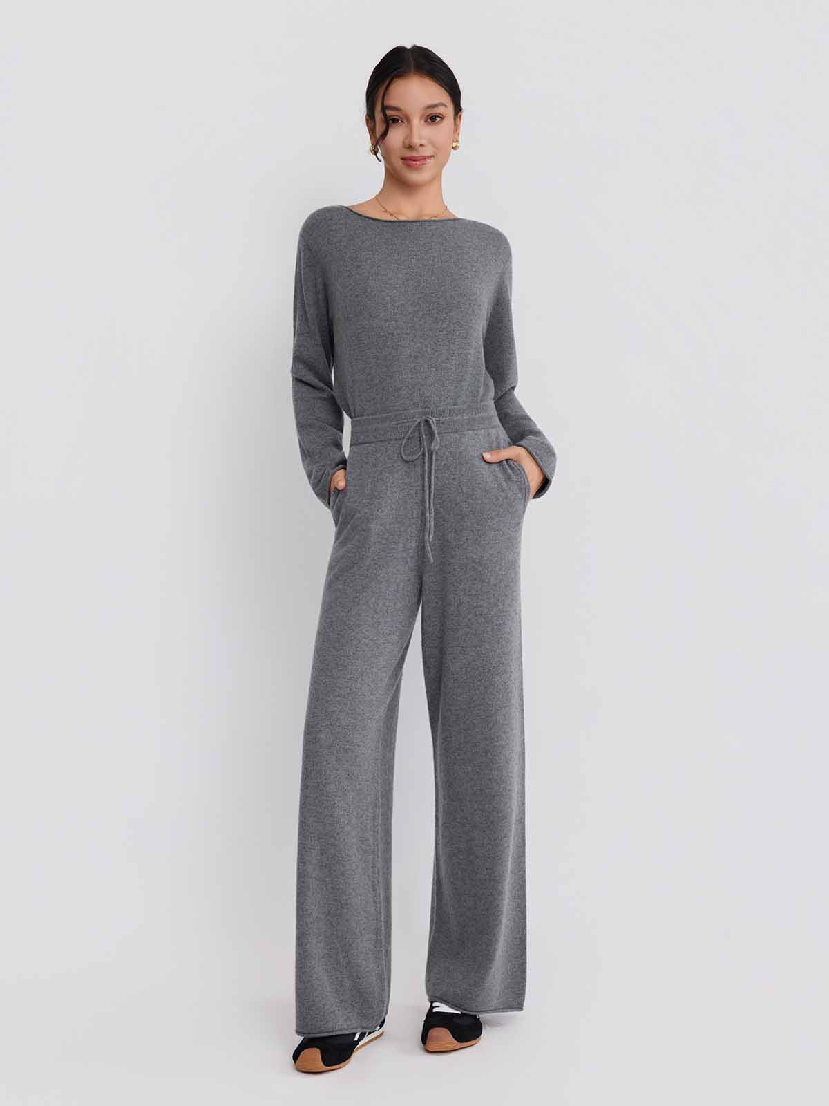 ASOBIO Wool-Cashmere Knit Pants