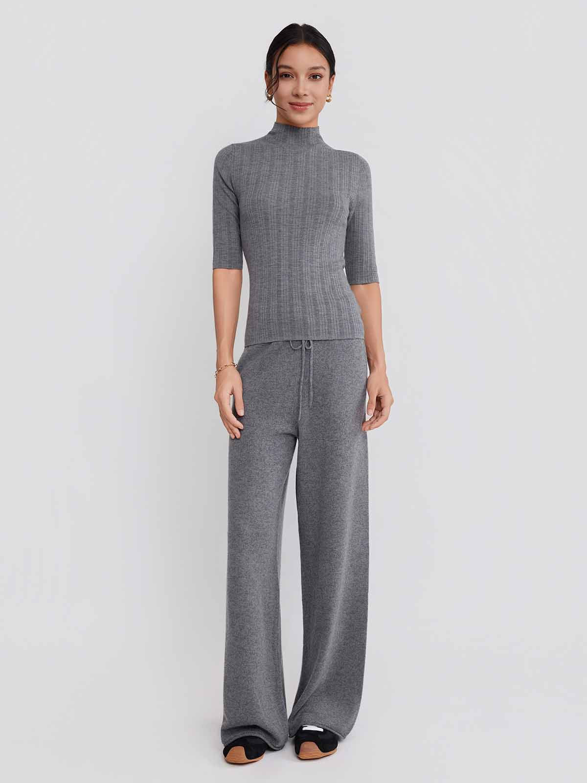 ASOBIO 100% Wool Ribbed Pullover Sweater