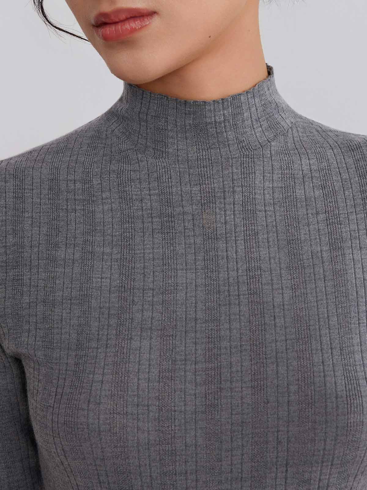 ASOBIO 100% Wool Ribbed Pullover Sweater