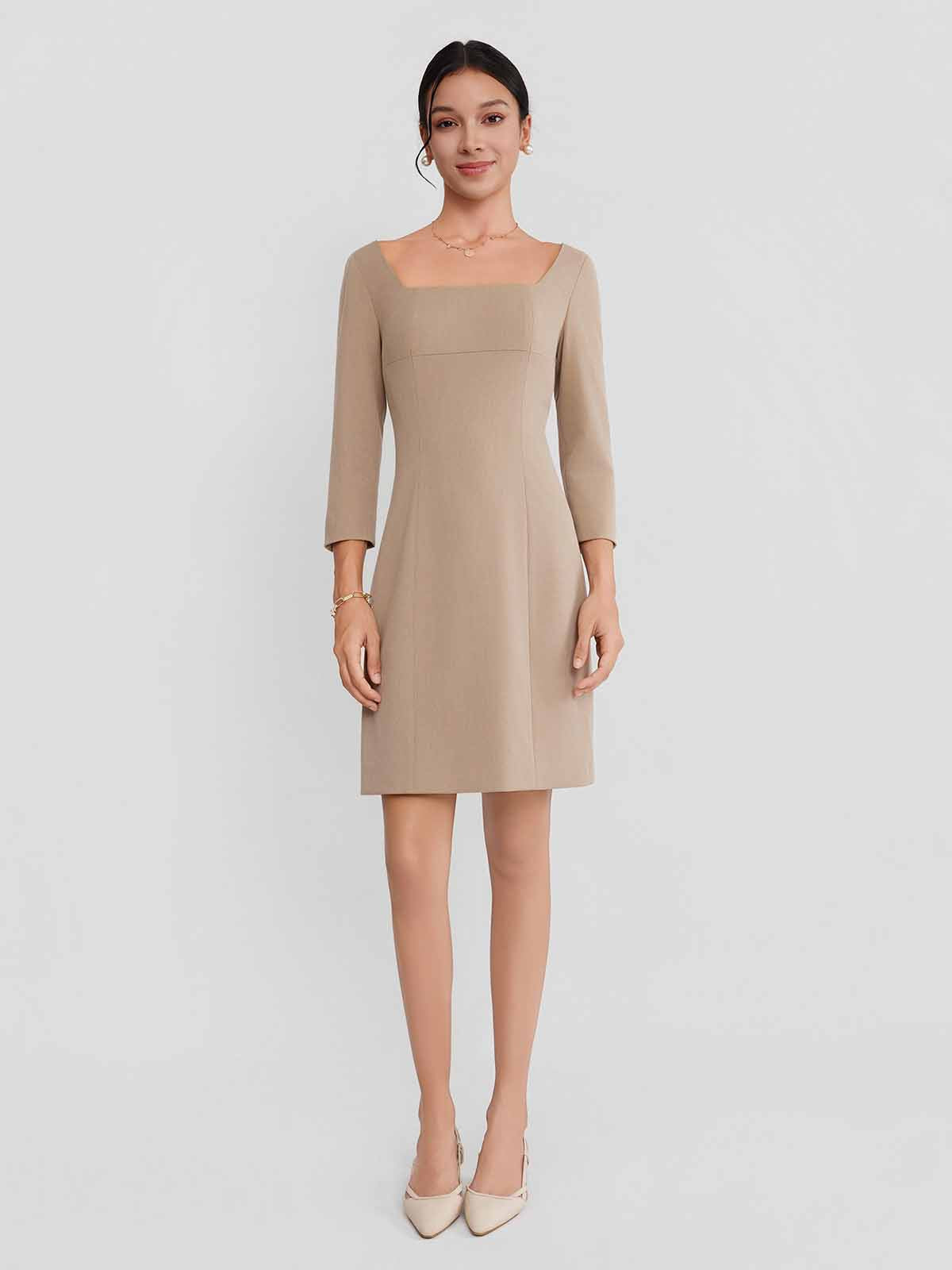 ASOBIO Twill Square-Neck Mini Dress