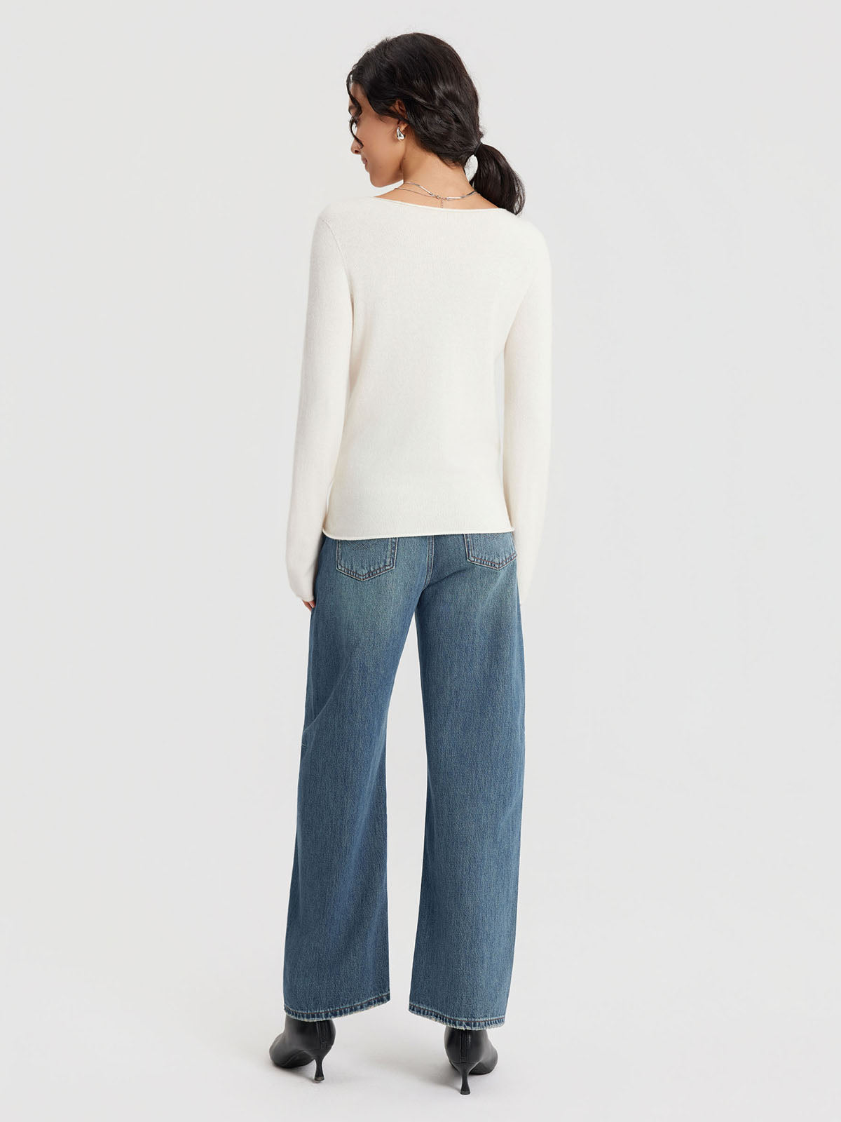 ASOBIO Wool-Cashmere Boatneck Sweater