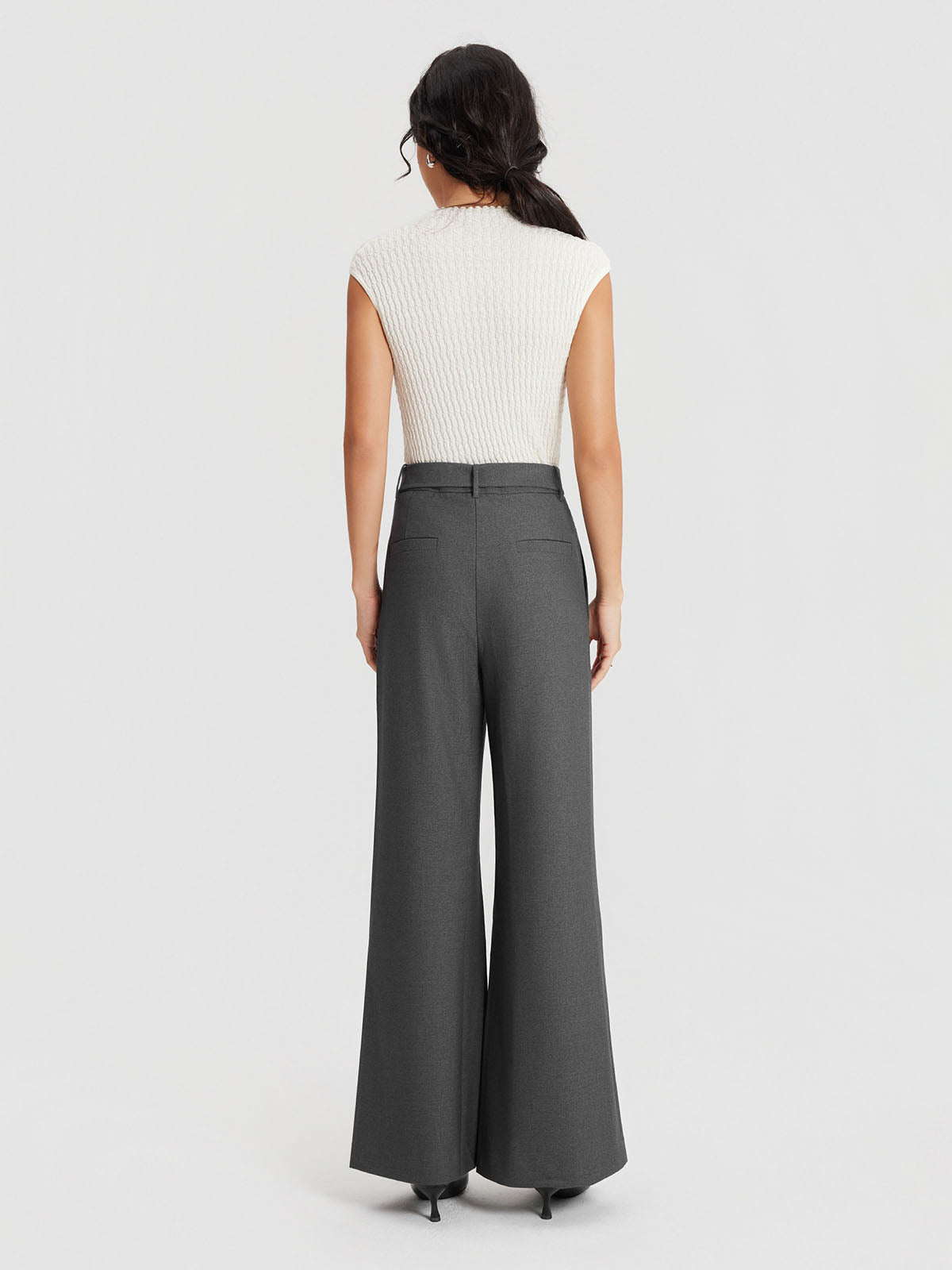 ASOBIO Effortless Pant Belted Wide-Leg Trousers