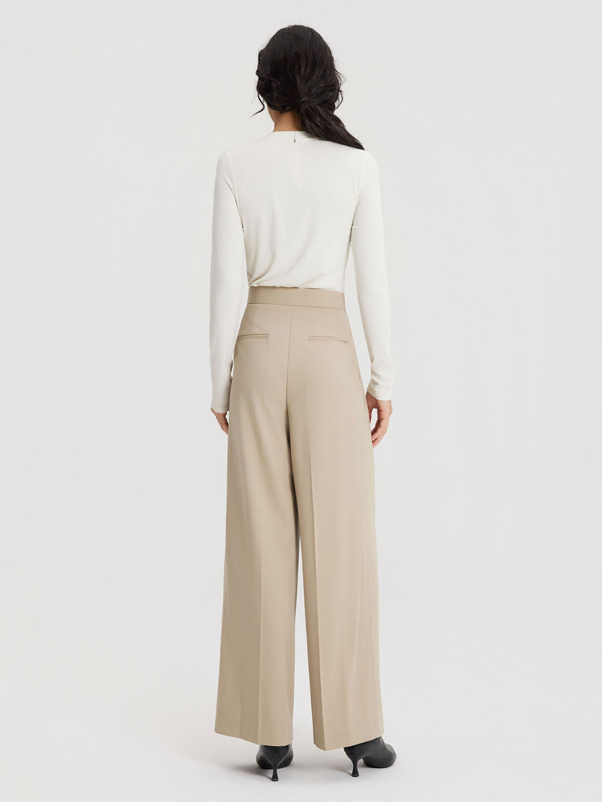 ASOBIO Effortless Pant Slim Full-Length Pleated Trousers