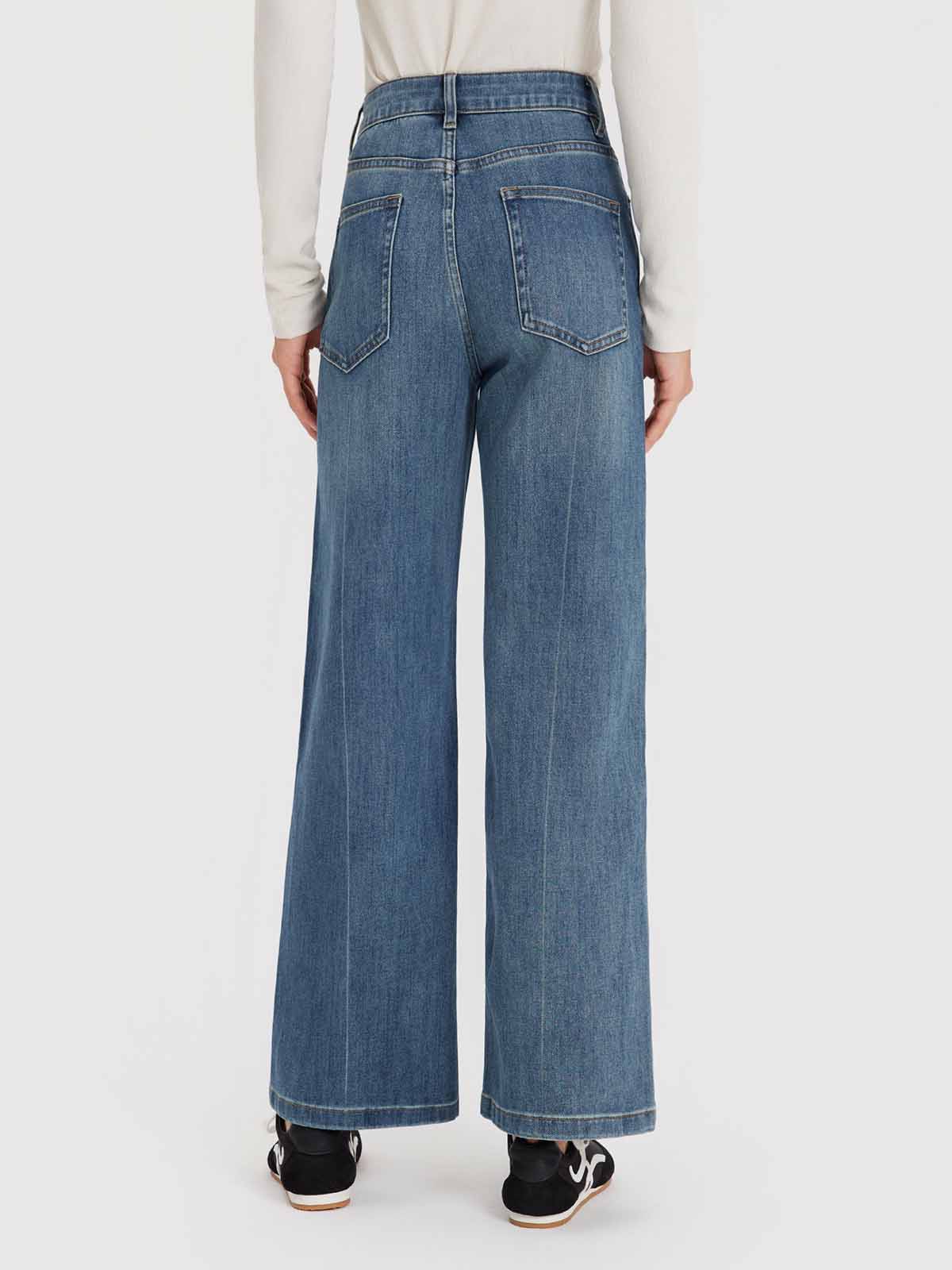 ASOBIO Mid-High Rise Wide-Leg Jeans