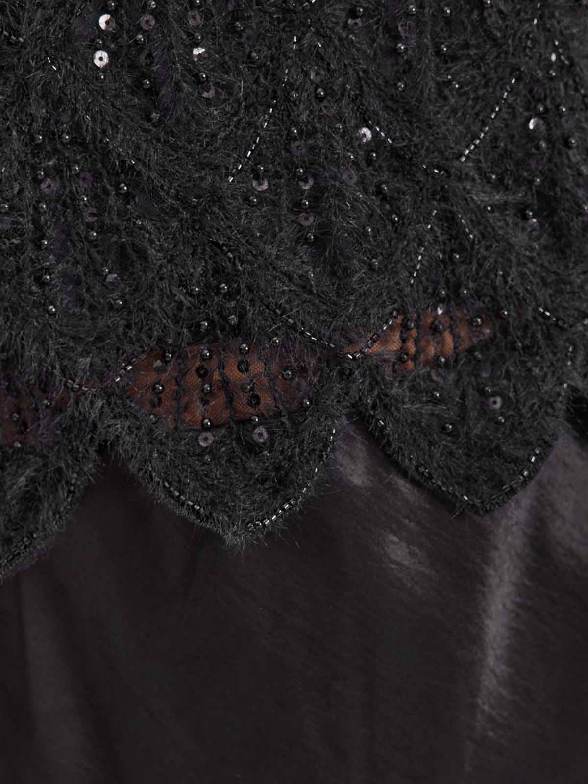 ASOBIO Feather-Trim Knit Cropped Sweater