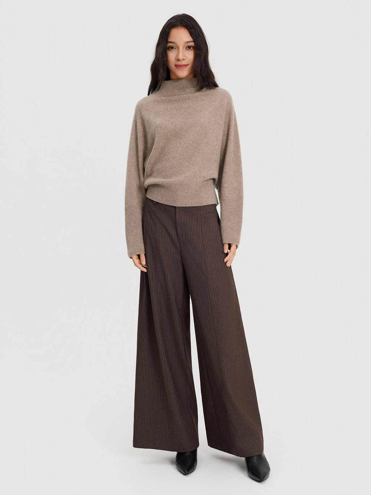 ASOBIO Effortless Pant Pinstripe Wide-Leg Trousers