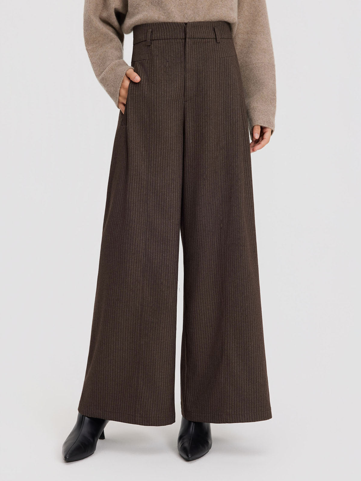 ASOBIO Effortless Pant Pinstripe Wide-Leg Trousers