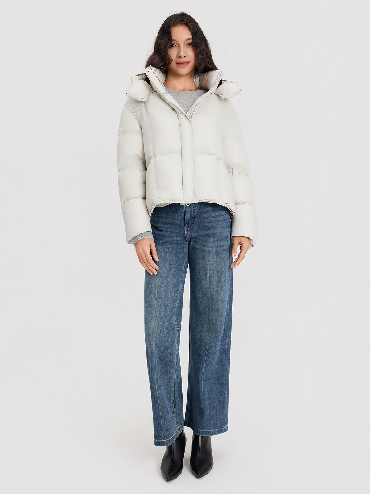ASOBIO Cropped Hooded Down Puffer