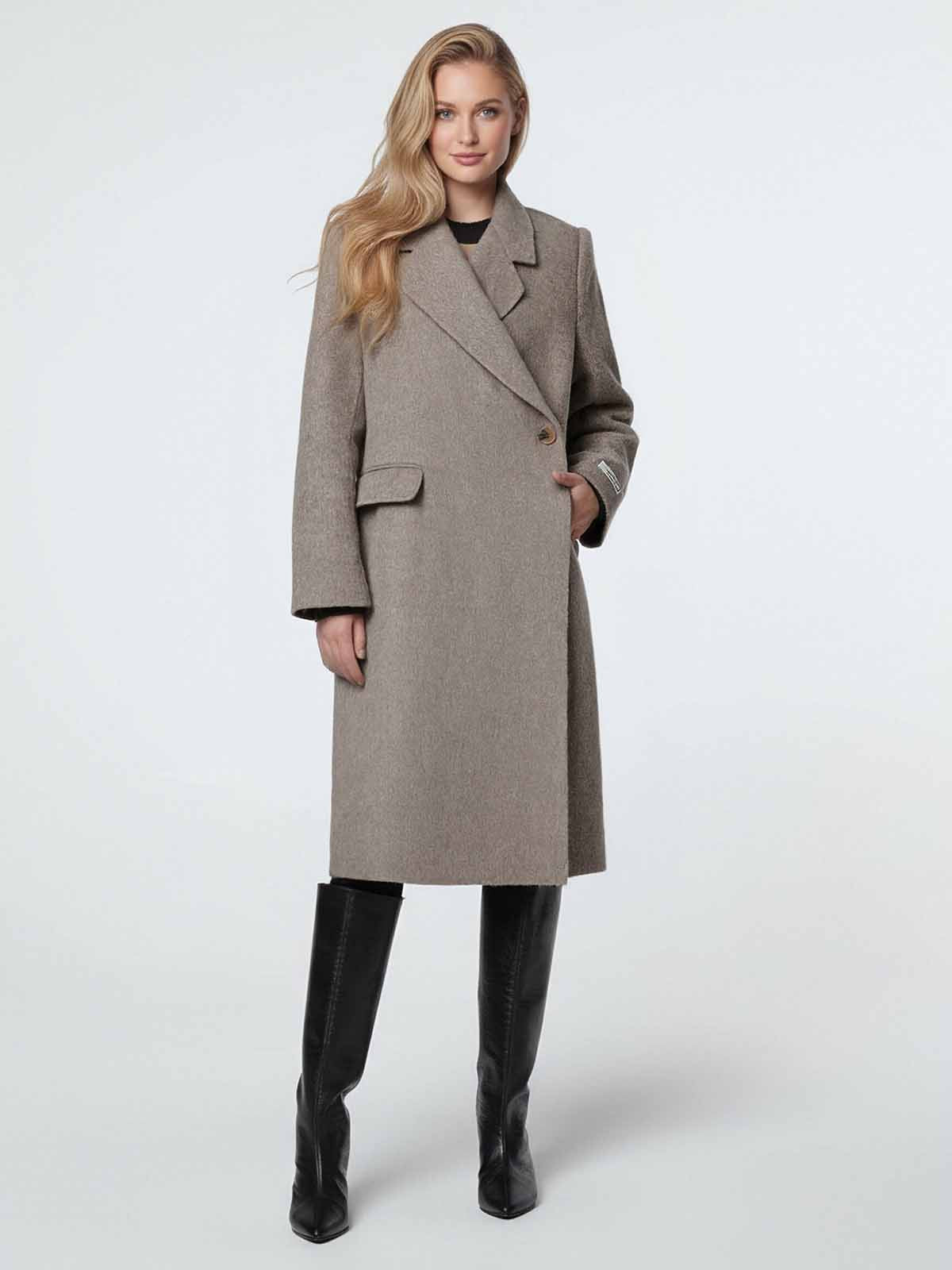 ASOBIO Double-Faced 100% Wool Single-Breasted Long Coat