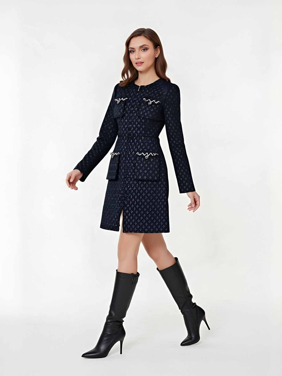 ASOBIO Tailored Tweed Mini Dress
