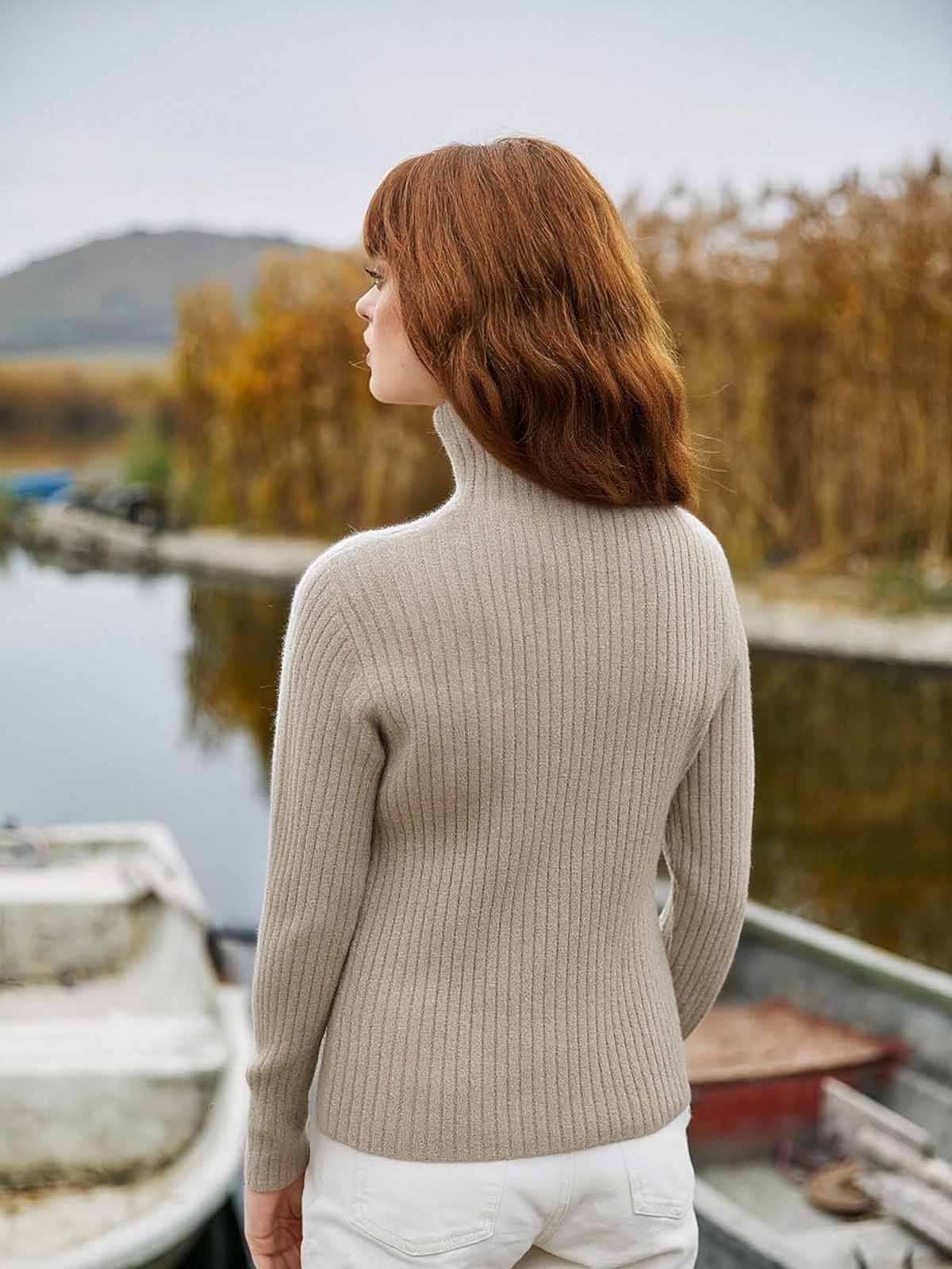 ASOBIO 100% Cashmere Turtleneck Sweater