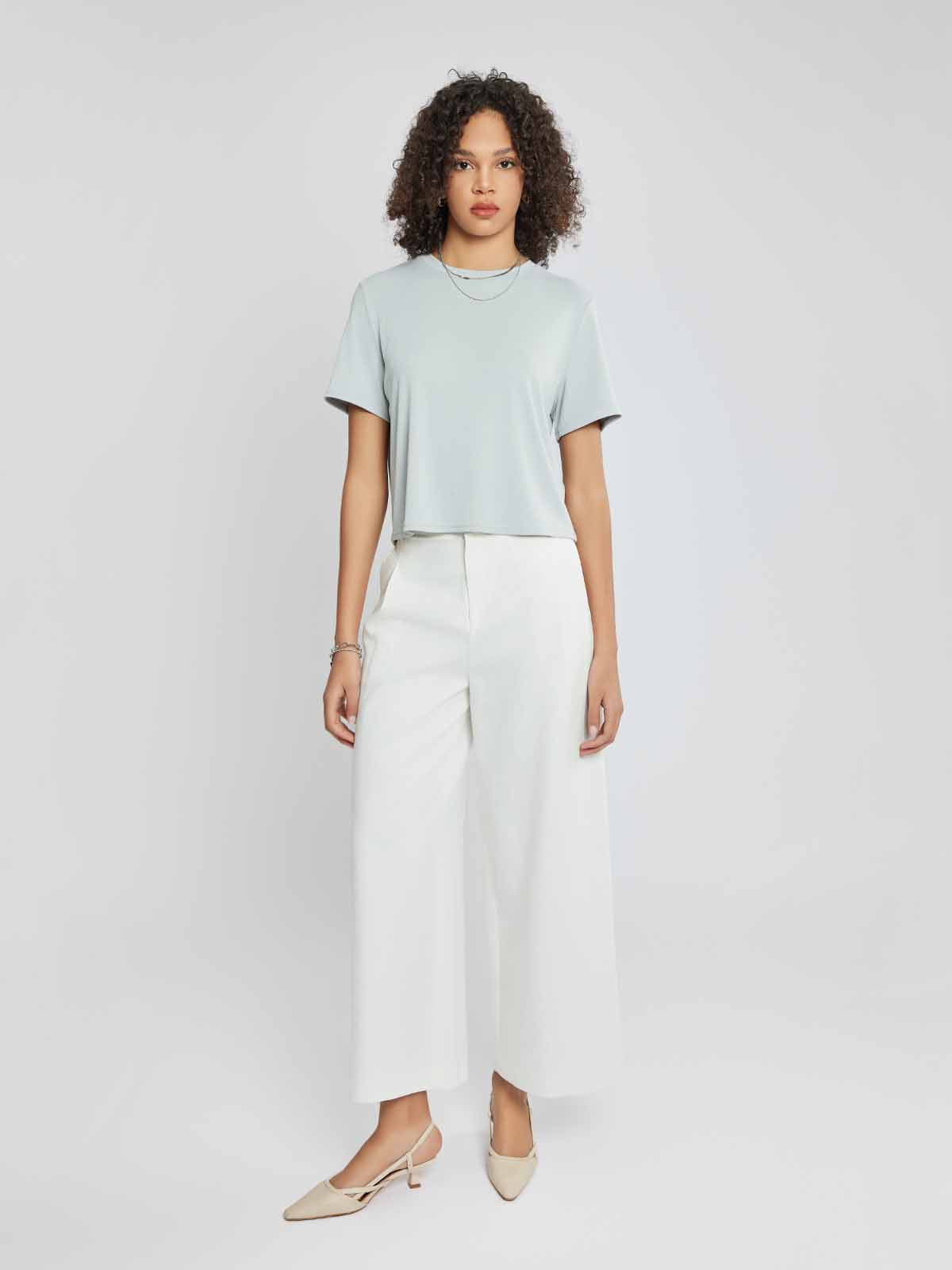 ASOBIO Knitted Short-Sleeve Round Neck T-Shirt