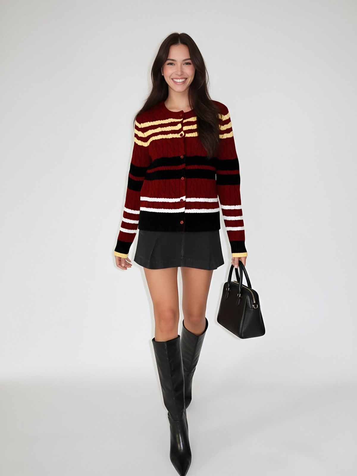 ASOBIO Cable-Knit Wool Cardigan