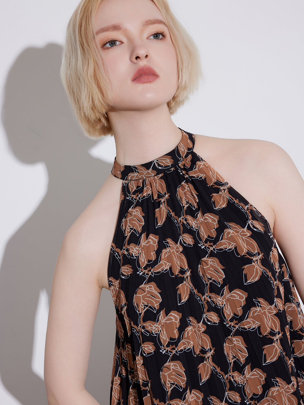 Lightweight Chiffon A-Line Halter Mini Dress