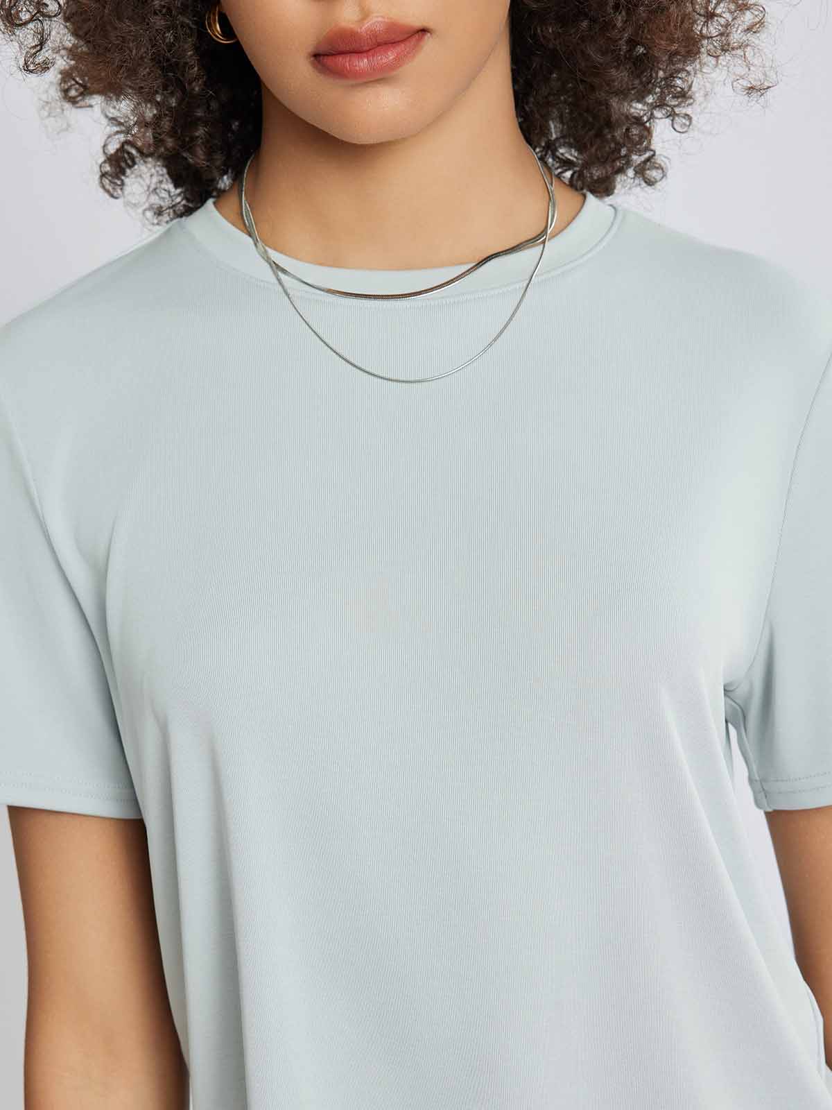 ASOBIO Knitted Short-Sleeve Round Neck T-Shirt