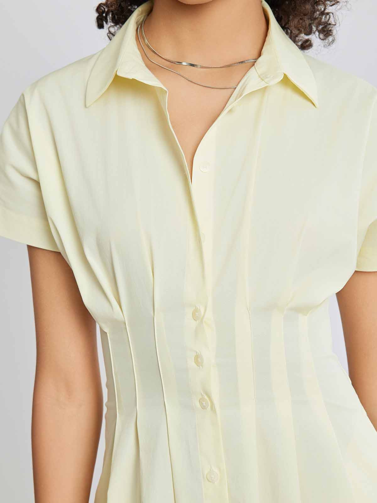 ASOBIO Button-Front Pleated Midi Shirt Dress