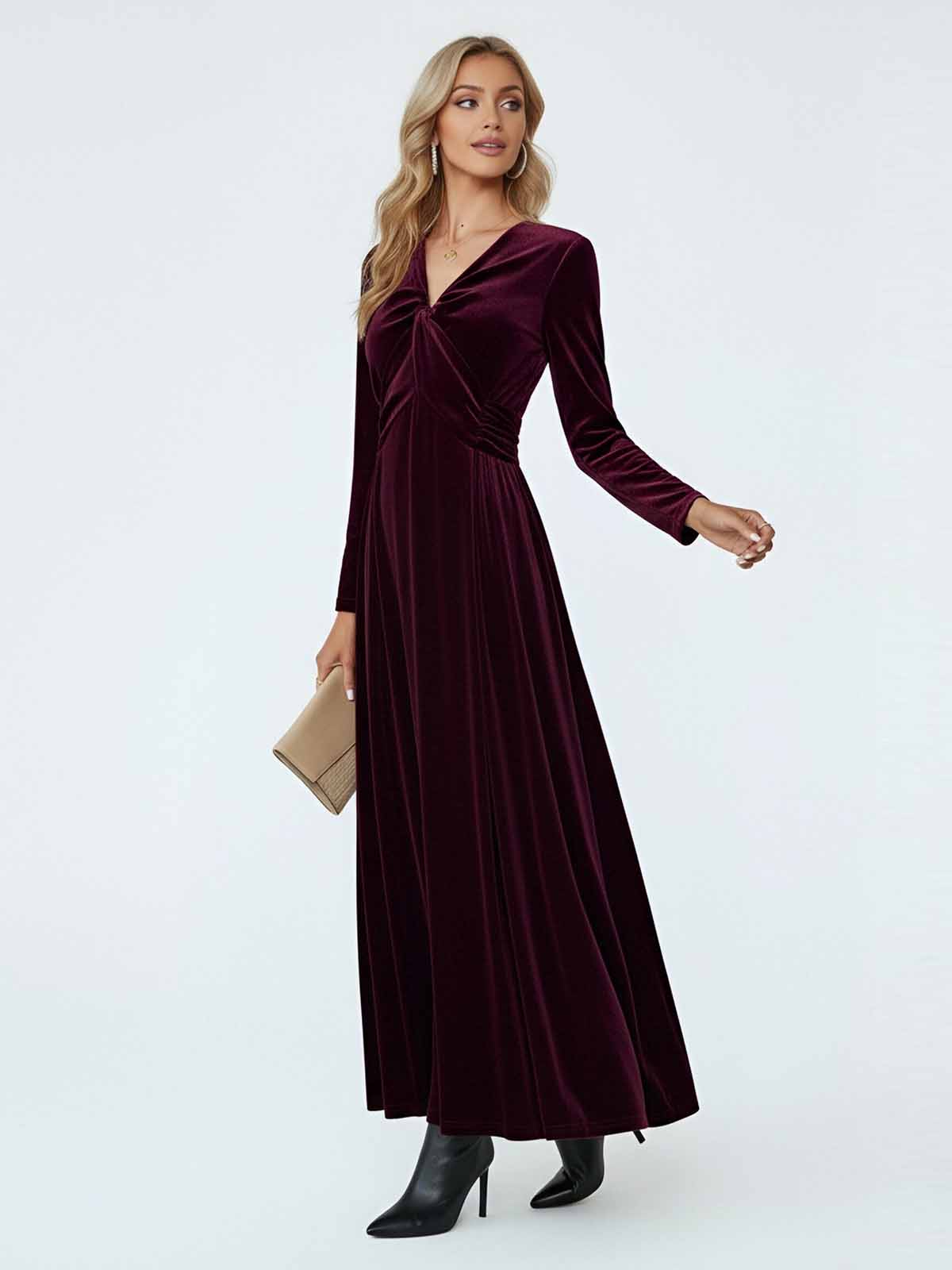 ASOBIO Velvet Twist-Front Maxi Dress
