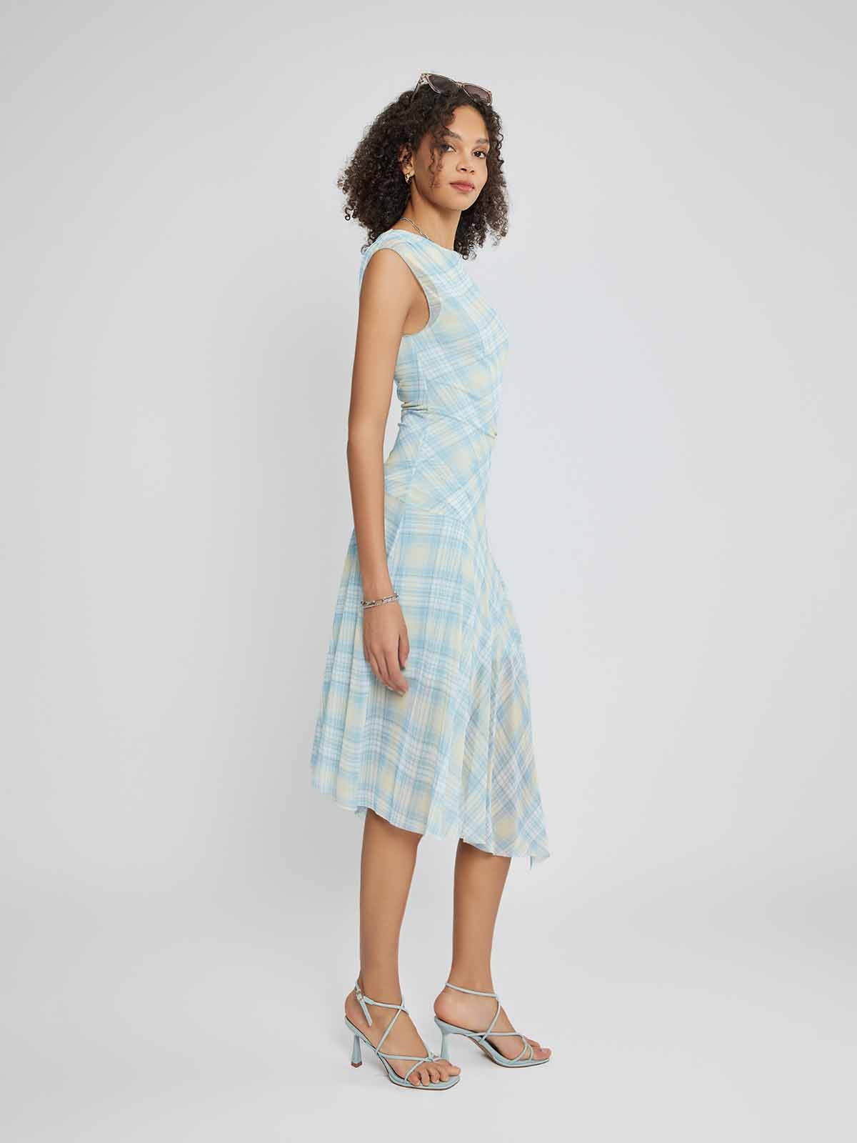 ASOBIO Ruched Tulle Midi Dress