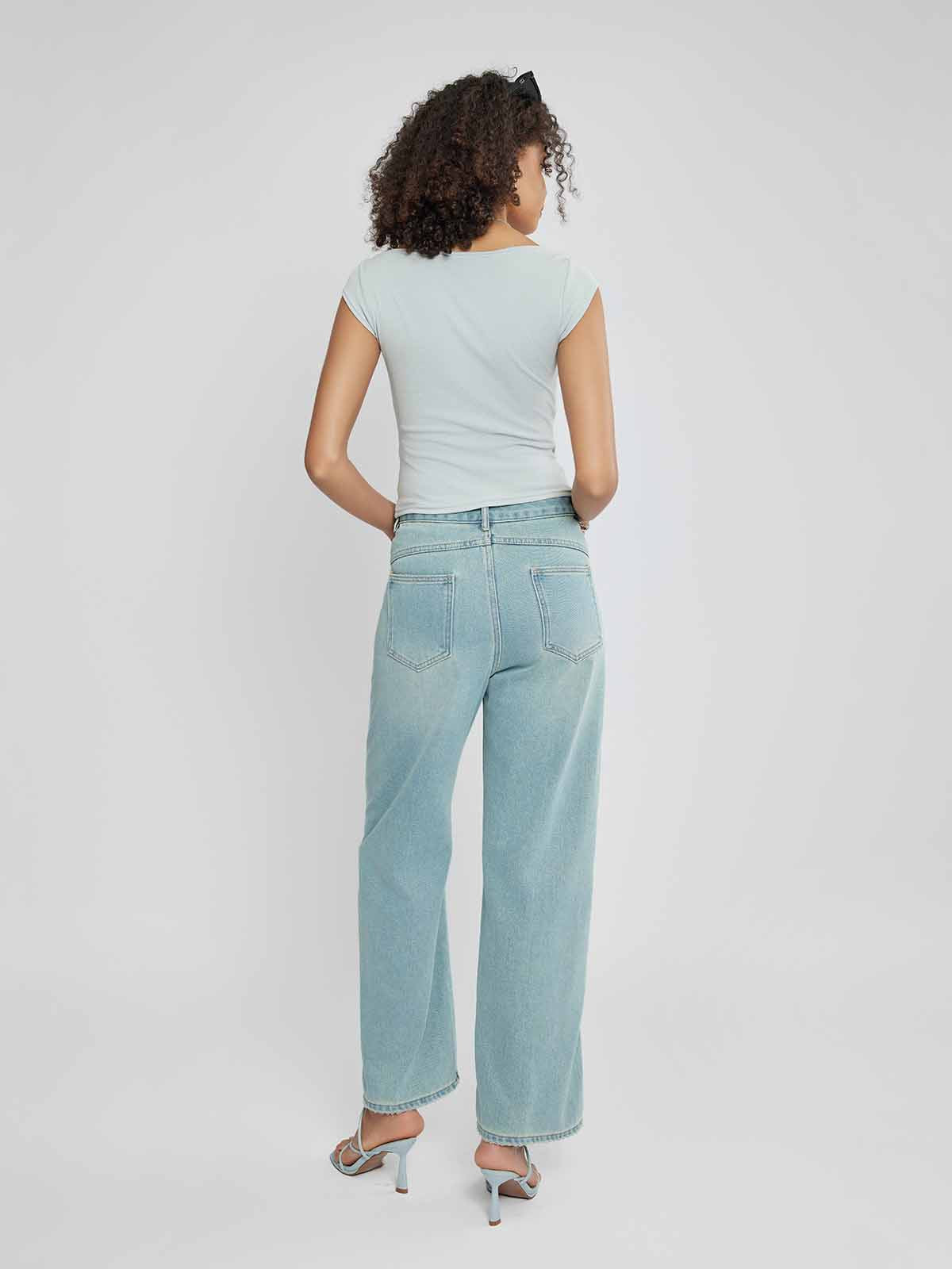 ASOBIO Slim-Fit Cap-Sleeve Boat Neck Top