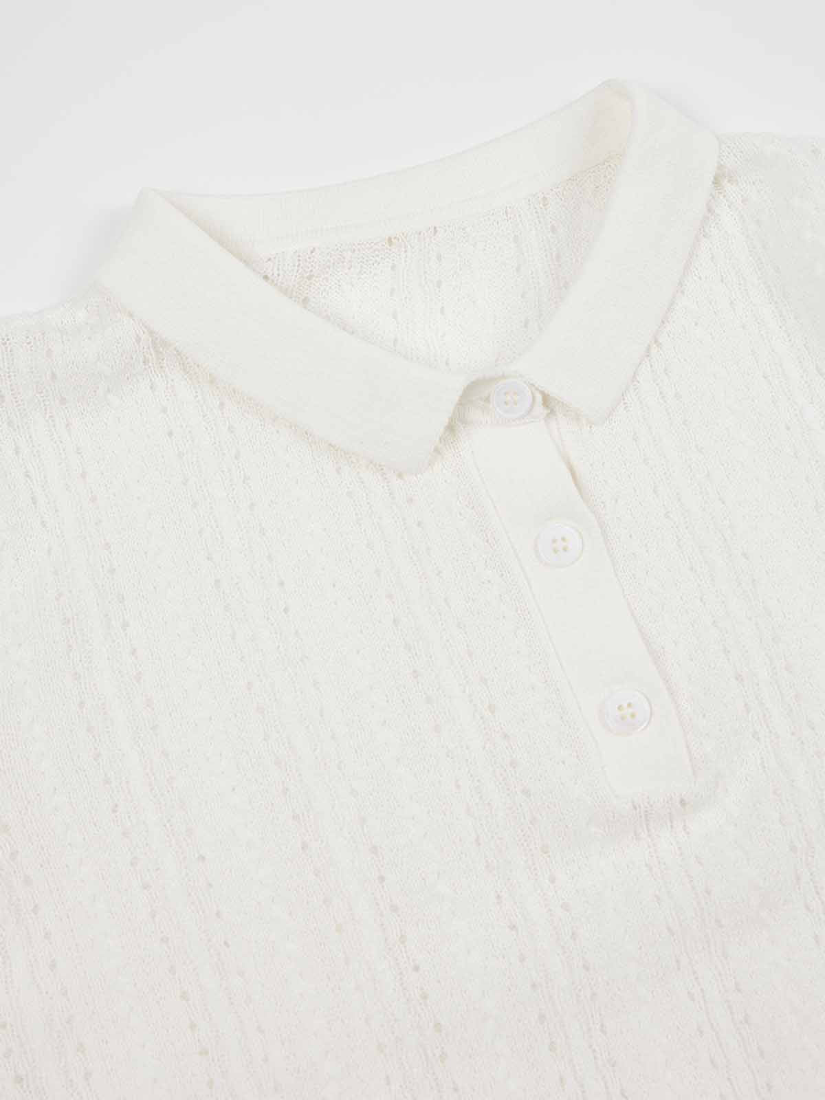 Ribbed Knit Polo Top