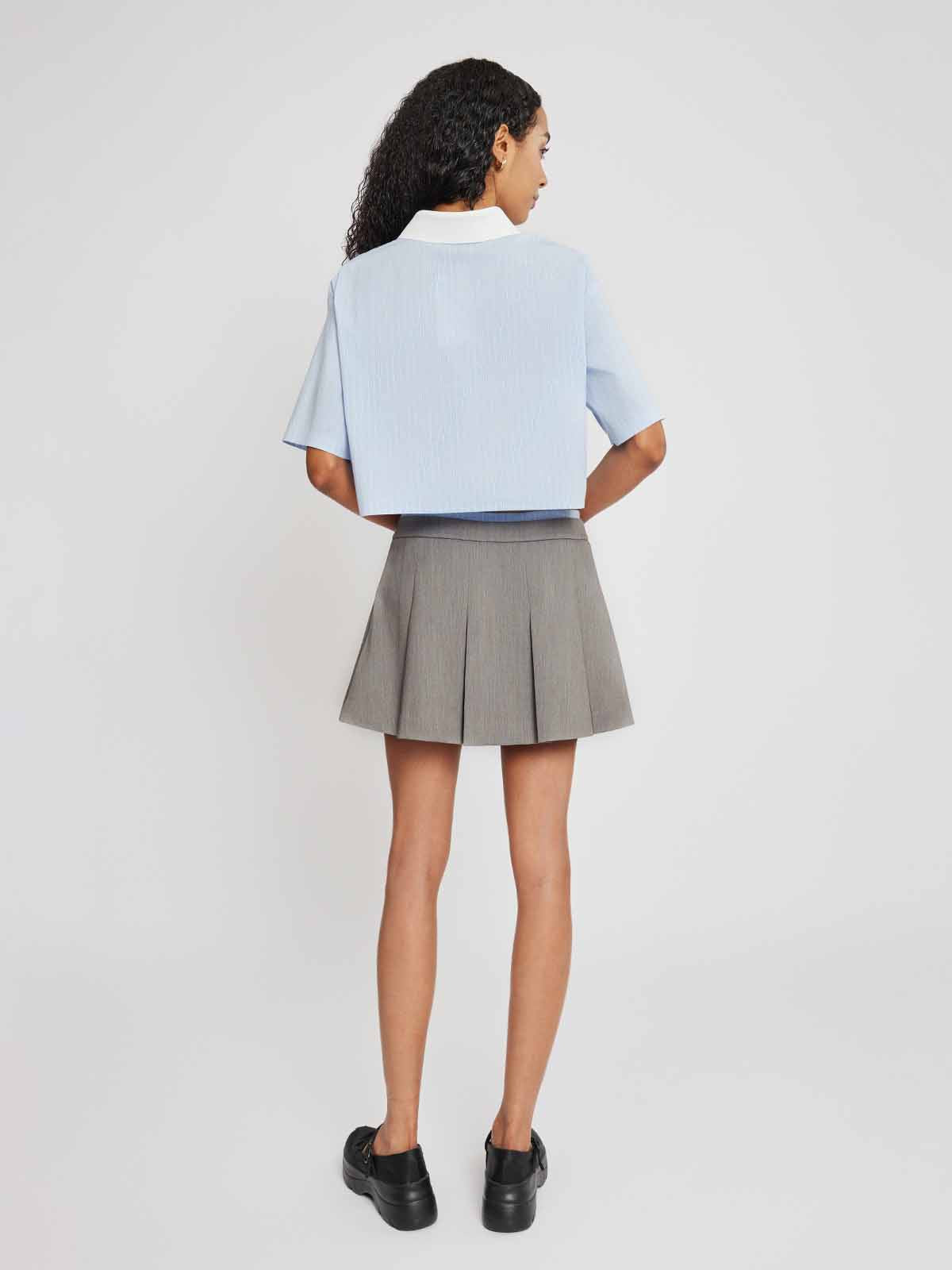Layered Waistband Pleated Mini Skort